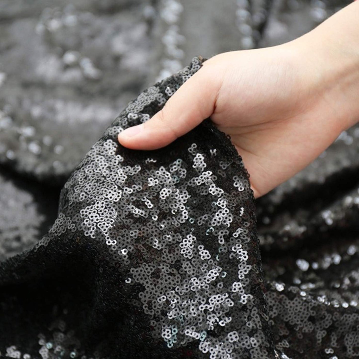 Poise3EHome 8FT x 8FT Black Sequin Backdrop Curtain Photography for Party Decoration, Black