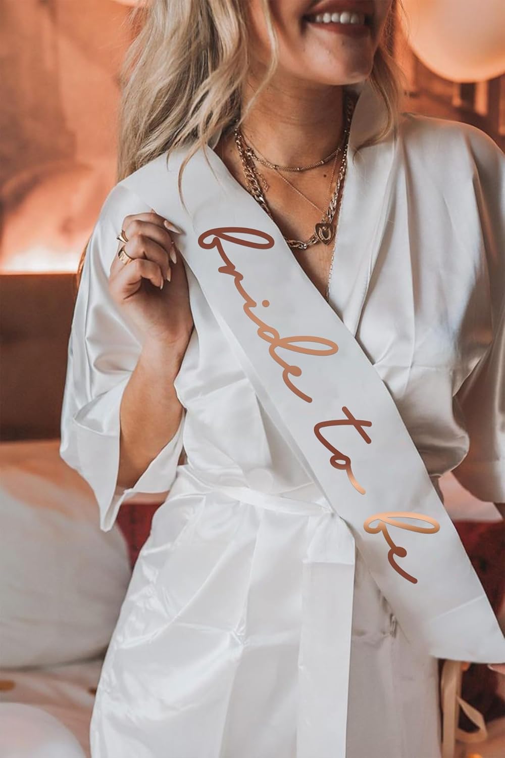 LADY&HOME White Bride To Be Sash,Bachelorette Party Decorations,Bach Supplies,Bridal Shower Gift,Bridesmaid Favor