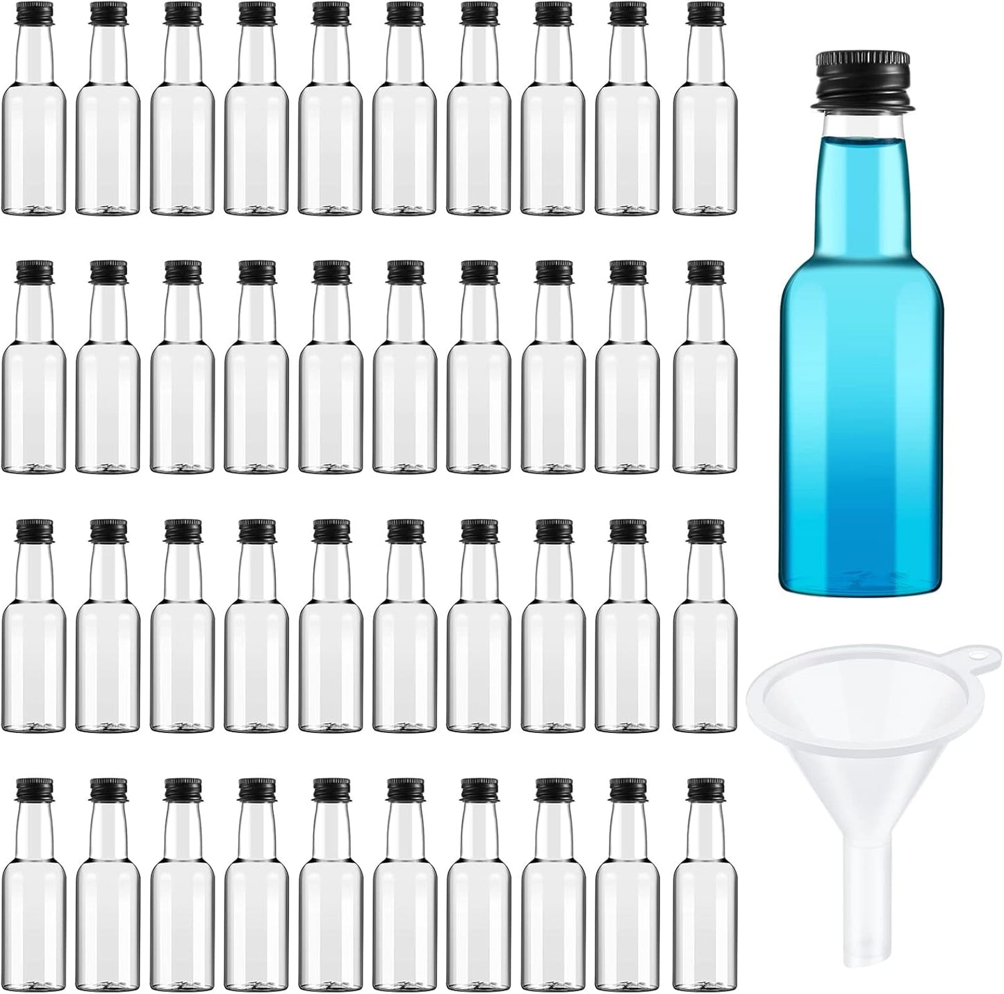 Tessco 100 Pcs Mini Liquor Bottles Plastic Mini Salad Dressing Bottle Christmas Small Shooter Alcohol Holders with Cap Wine Hot Sauce(0.8 Oz,Black)