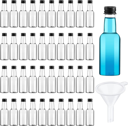 Tessco 100 Pcs Mini Liquor Bottles Plastic Mini Salad Dressing Bottle Christmas Small Shooter Alcohol Holders with Cap Wine Hot Sauce(0.8 Oz,Black)