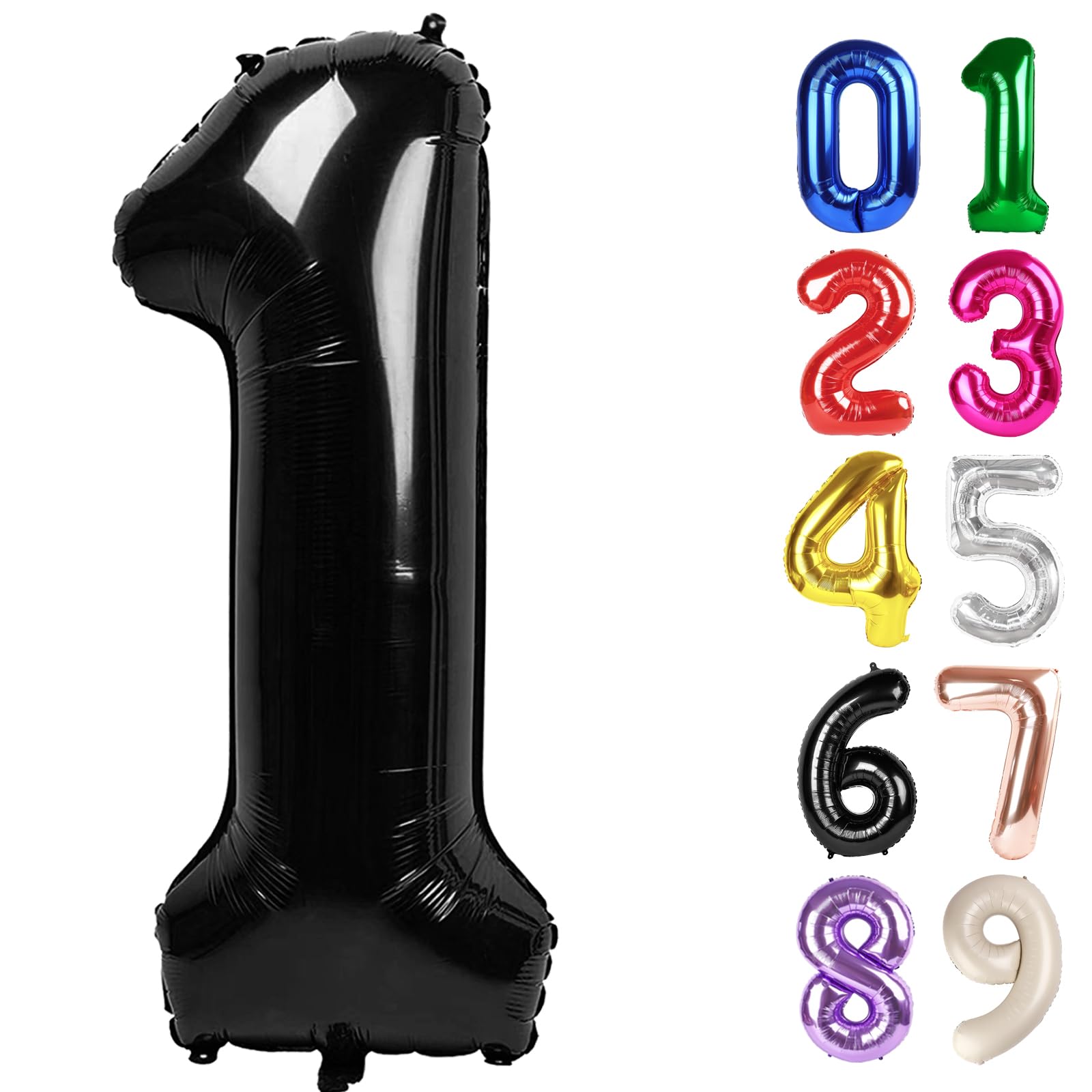 1 Balloon - Black Birthday Number Balloons, 40 Inch Decorations Men Women