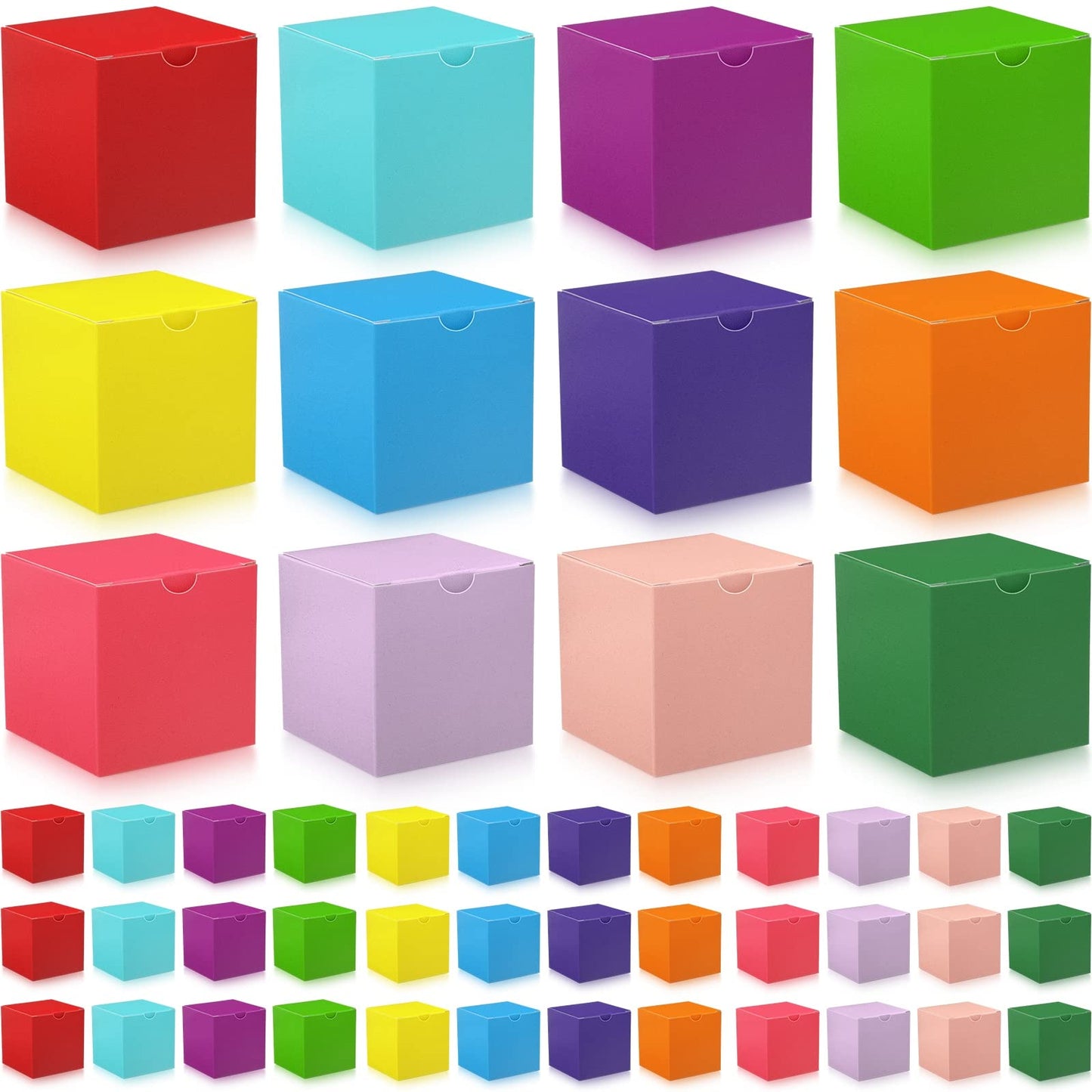Zhehao 48 Pack Small Gift Boxes Bulk 4 x 4 x 4 Inch Colorful Kraft Paper Cube Boxes Holiday Easy