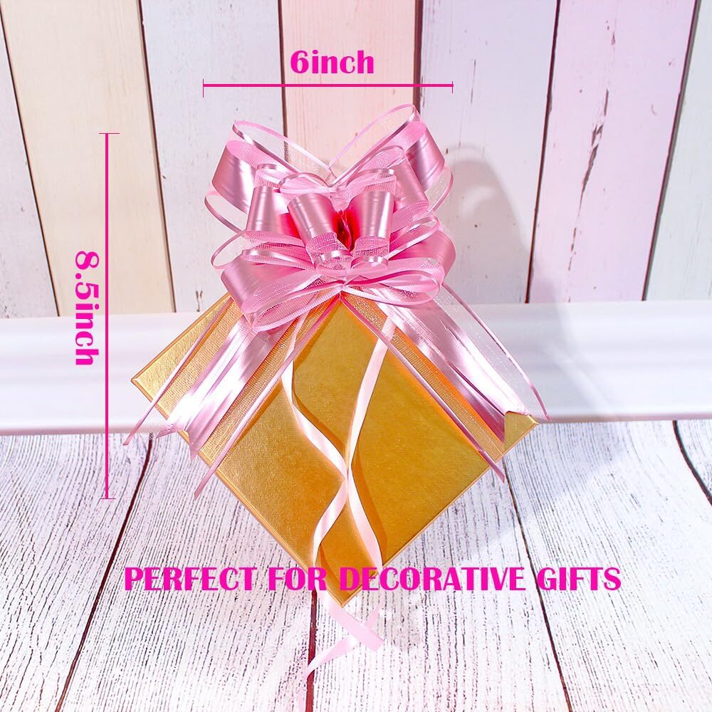WEWILUCK Gift Bows for Presents, Pink Bows for Gift Wrapping, Gift Bows with Ribbon for Weddings, Bridal Showers, and Anniversary Decoration(6 inches, 15PCS)