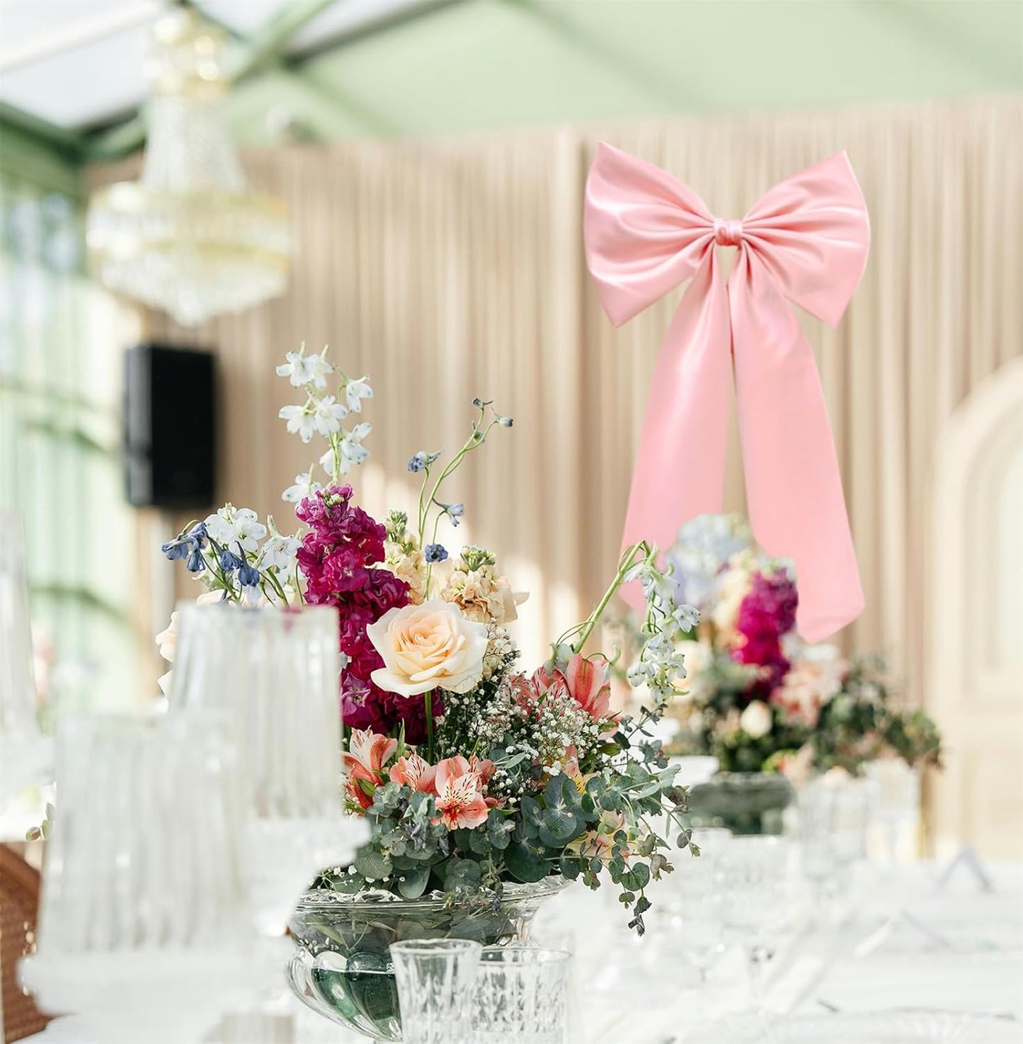 Large Pink Bow for Decorations Big Pink Ribbon Bows Banner Décor Large Bow Wall Hanging Decor for Baby Shower Bow Themed Wedding Party Coquette Birthday Decorations