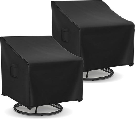 Outdoor Swivel Chair Covers Waterproof, Outdoor Rocking Chair Covers 2 Pack, Patio Chair Covers for Outdoor Furniture Fits up to 31.5W x 33.5D x 36H inches, Black