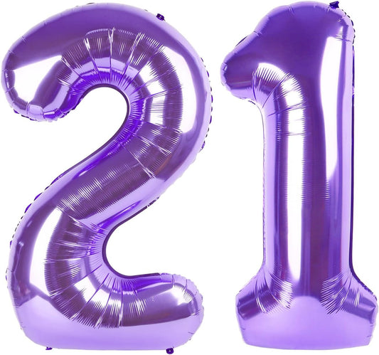 Purple Number 21 Balloon 40 Inch Birthday Decorations, Number 21 Balloon Birthday Party Decorations, Anniversary Decorations Graduations Party Supplies
