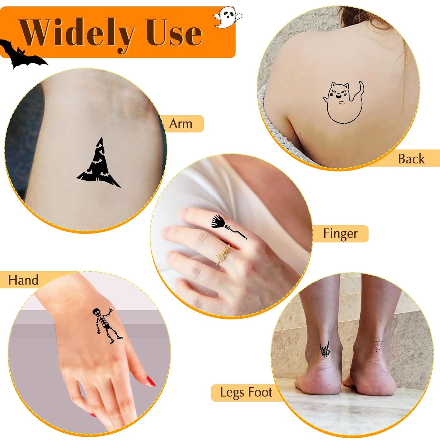 Halloween Temporary Tattoos Stencils Kit,Temporary Tattoos Kit - 4 Pcs 4 Color(Maroon,Black,Cherry red,Green) Ink with Gloves,DIY Body Art Painting for Women Men Adults Kids