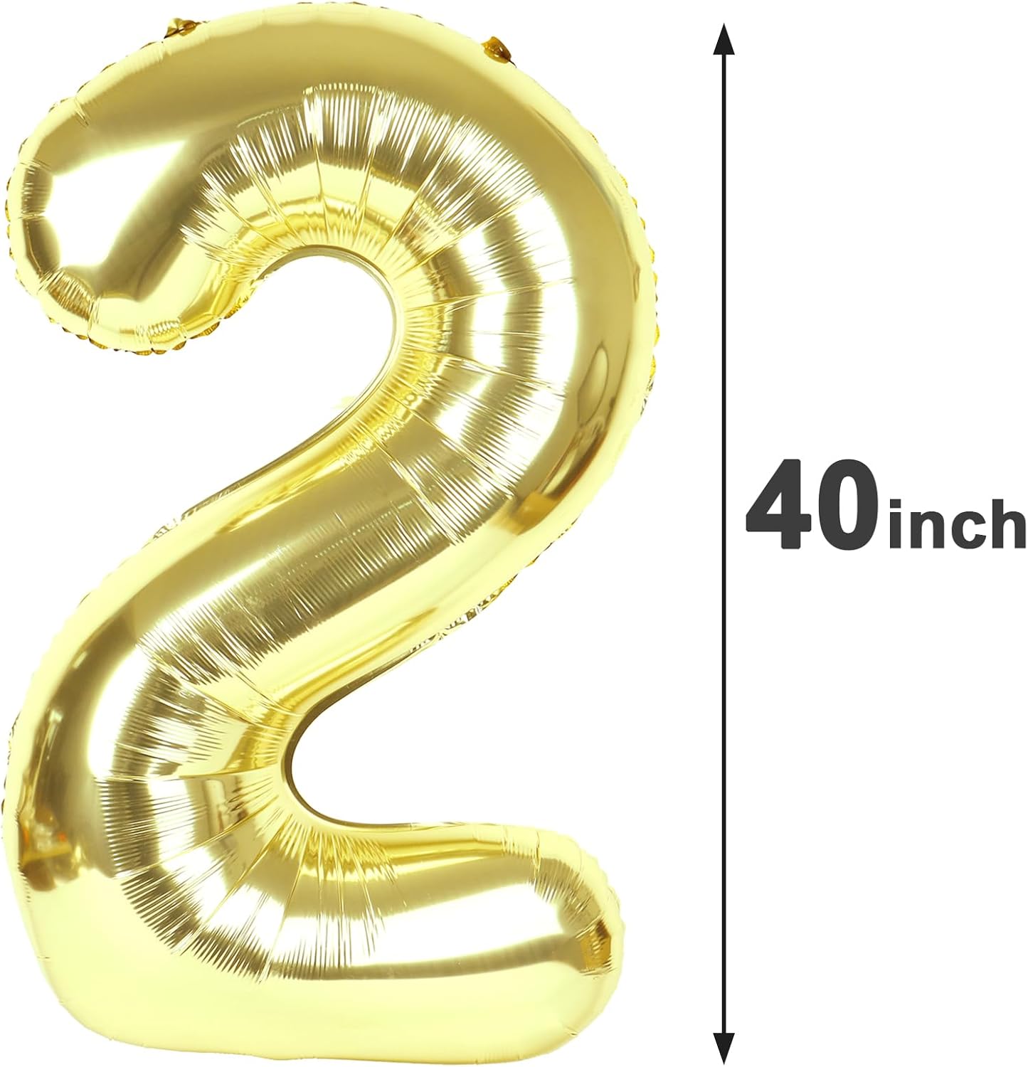 Light Gold 40 Inch Big Number Balloon Birthday Decoration, Number 2 Helium Balloon 12 20 22 23 24 26 2026 New Years Celebration, Boy Girl Baby Anniversary Party Graduations Supplies Decorations