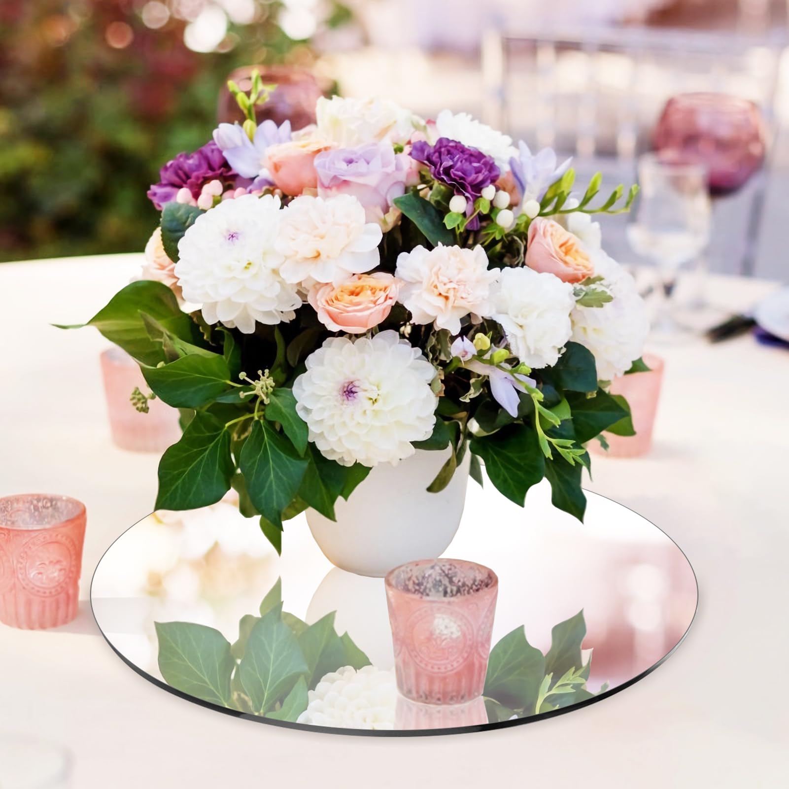 Seelenruhe 12" Round Mirrors for Centerpieces for Tables, Round Mirrors Trays Plates for