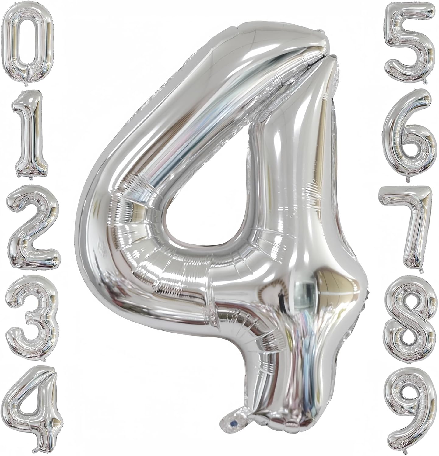 Silver 4 Balloon,40 Inch Number 4 Balloon,4 Birthday Balloon Decorations,Helium Silver 4 Balloon Number for Birthday Party Decorations