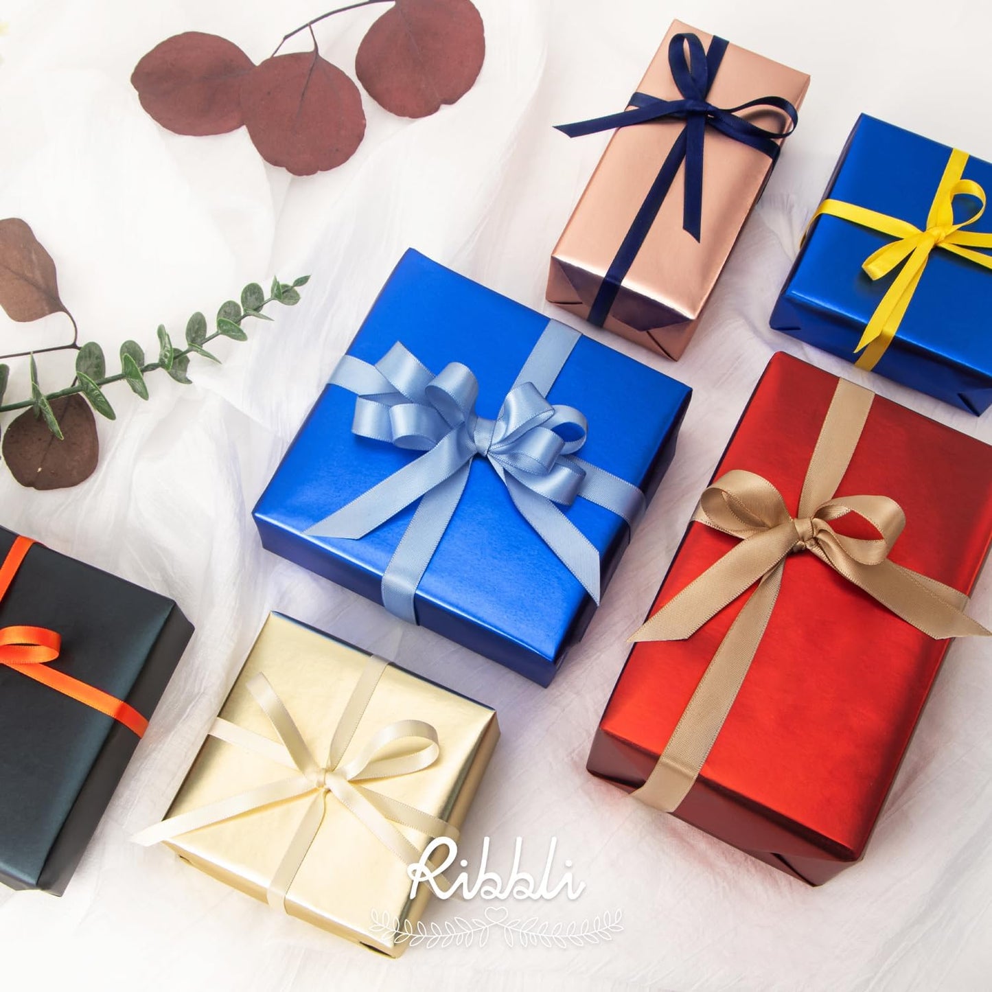 Ribbli Navy Double Faced Satin Ribbon,1/4” x Continuous 25 Yards,Use for Bows Bouquet,Gift Wrapping,Baby Shower,Floral Arrangement