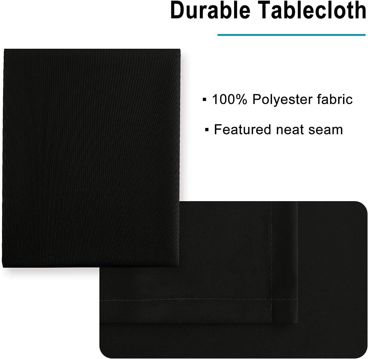 Hiasan Black Square Tablecloth - Waterproof and Spillproof Washable Fabric Table Cloth for Dining Room Kitchen, 70 x 70 Inch