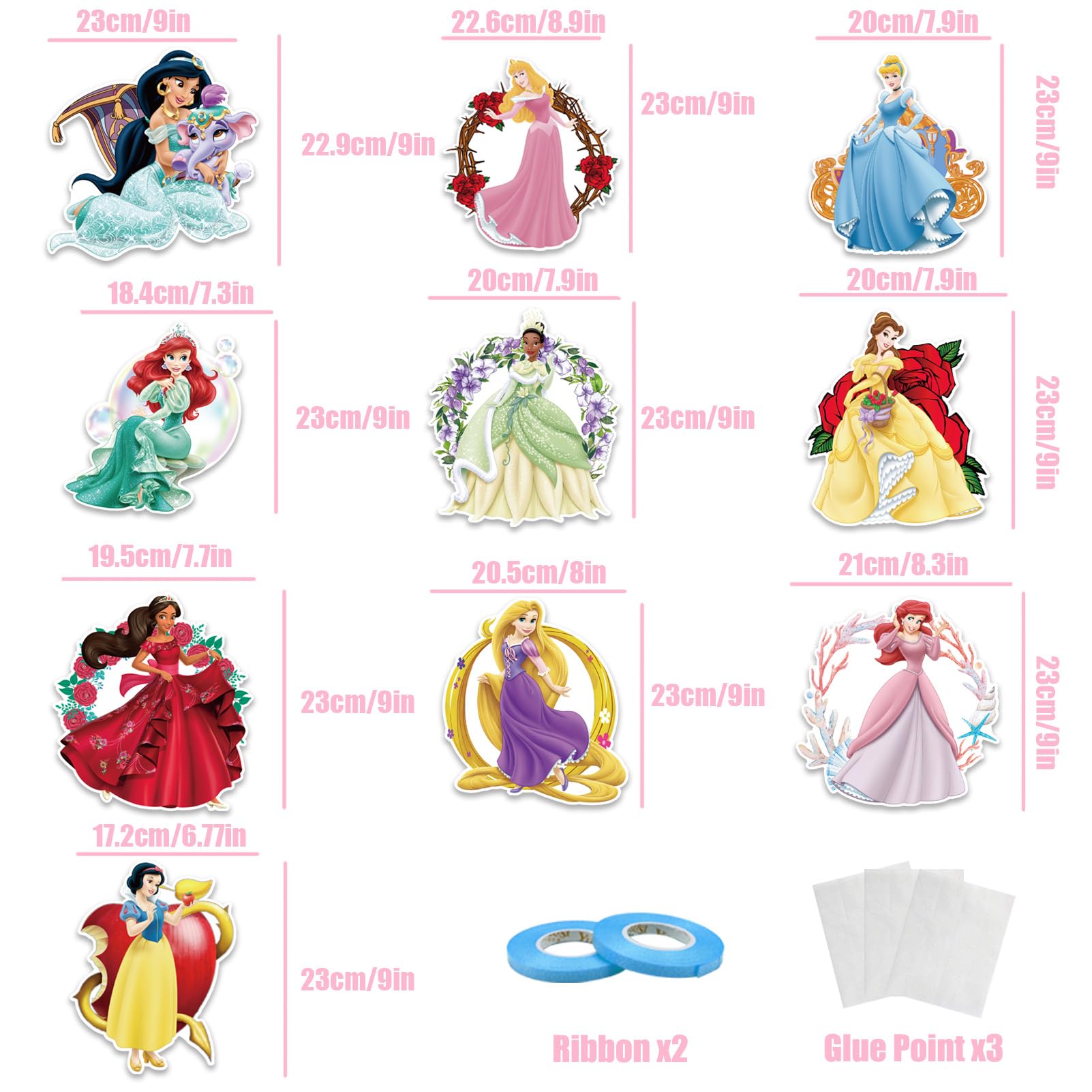 10 PCS Princess Porch Sign Birthday Party Supplies Decorations