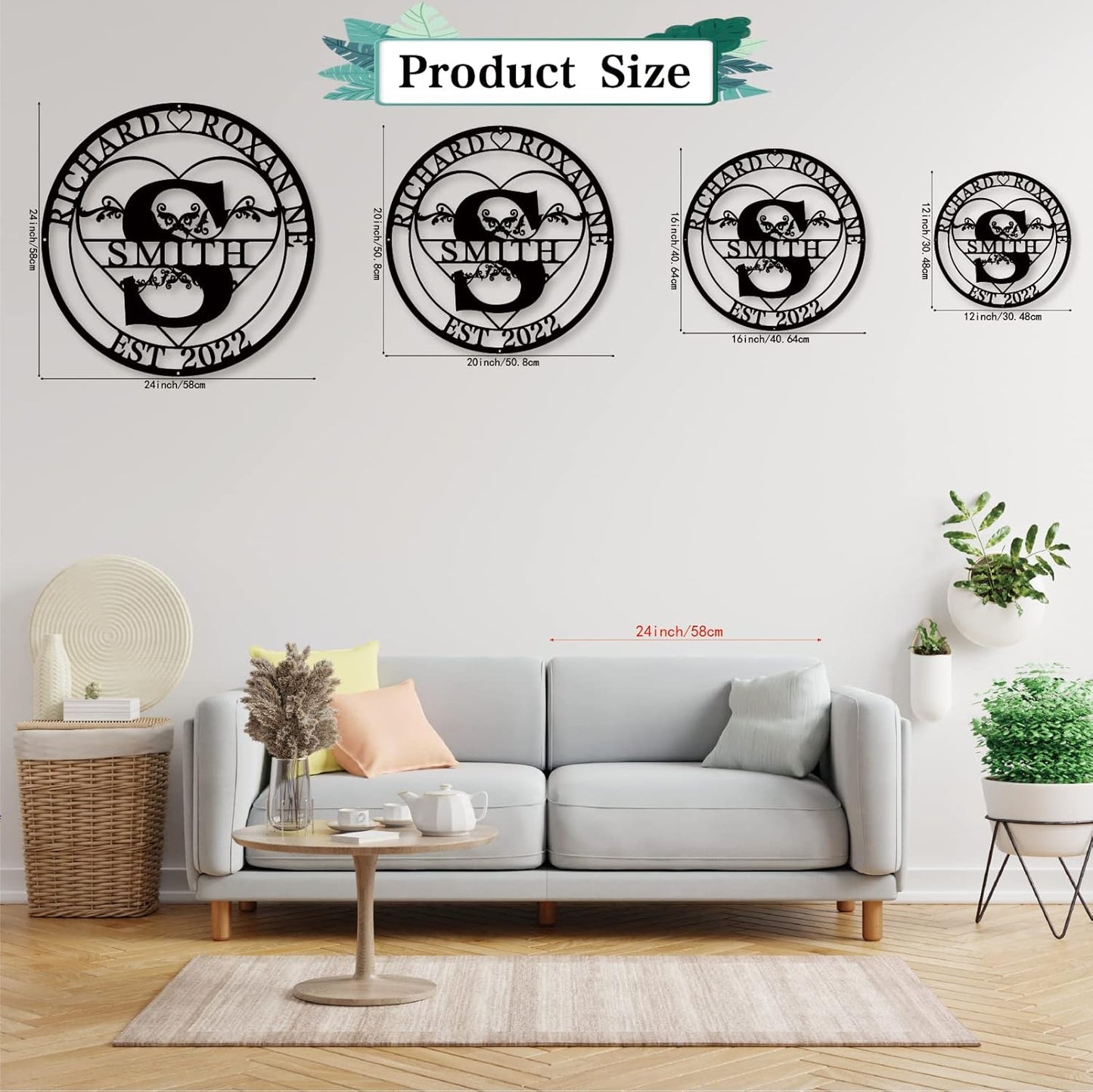 Custom Last Name Date Sign - Split Letter Metal Monogram - Split Letter Name Signs - Personalized Last Name Sign - Metal Family Name Sign - Door Hanger - Outdoor Metal Sign - Wedding Gift