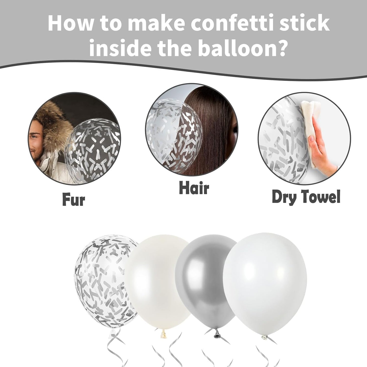 White and Silver Balloons, Metallic Silver and White Balloons Pearl White Silver Party Balloons Silver Confetti Balloons Chrome Latex Balloons for Kids Adults Birthday Wedding Baby Shower Graduation