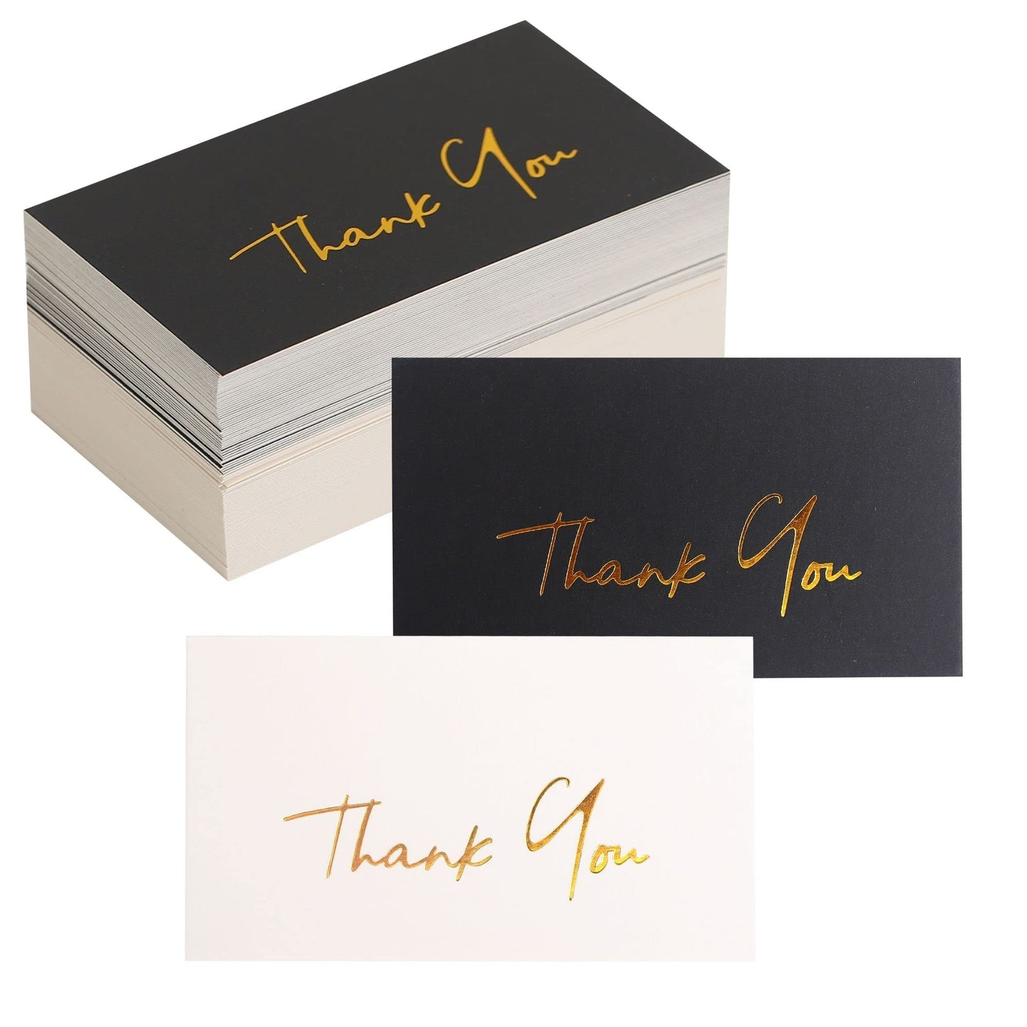 Winoo Design Gold Mini Thank You Cards Small Business - 100 PK - Flat Card No Fold, 2 x 3.5 Inches