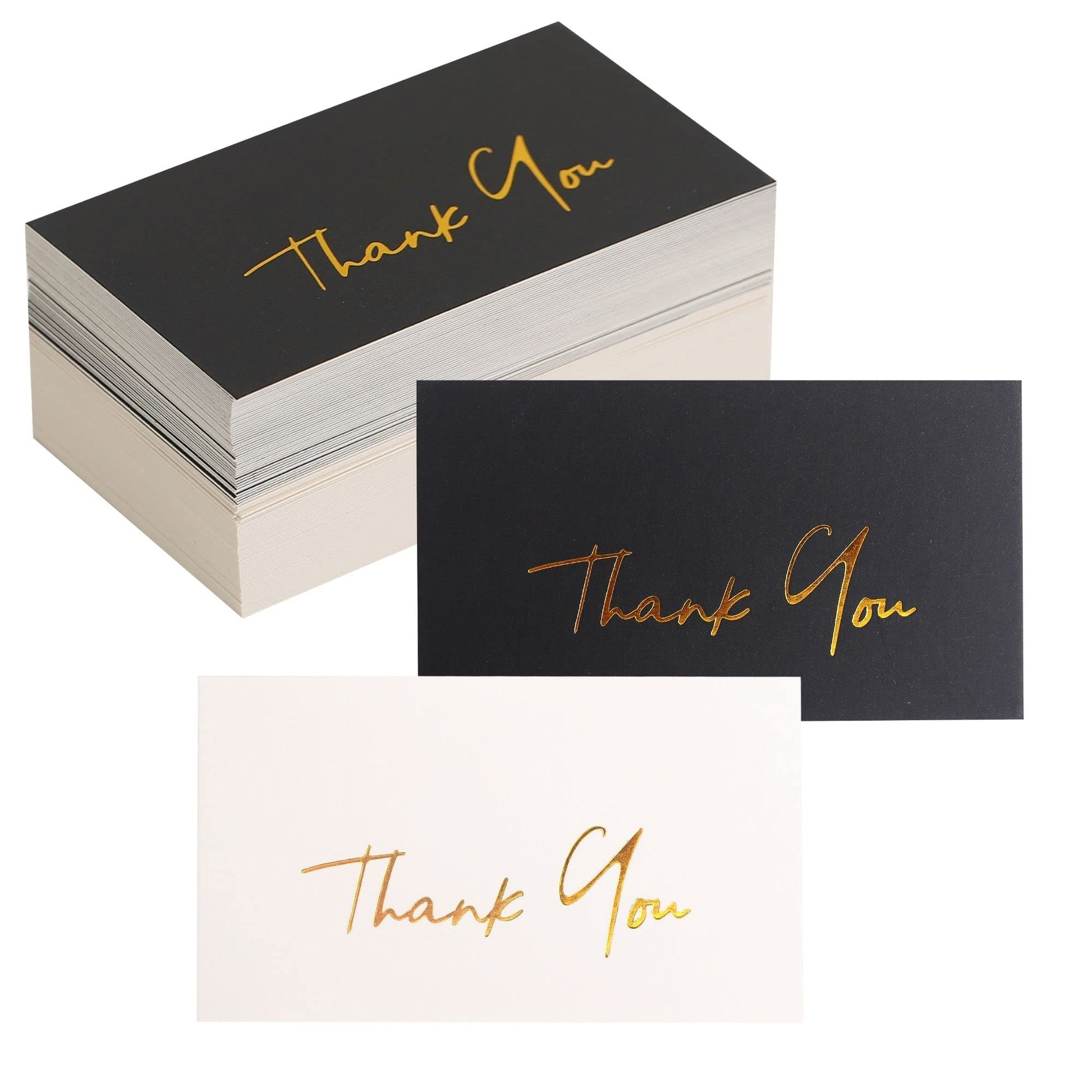 Winoo Design Gold Mini Thank You Cards Small Business - 100 PK - Flat Card No Fold, 2 x 3.5 Inches