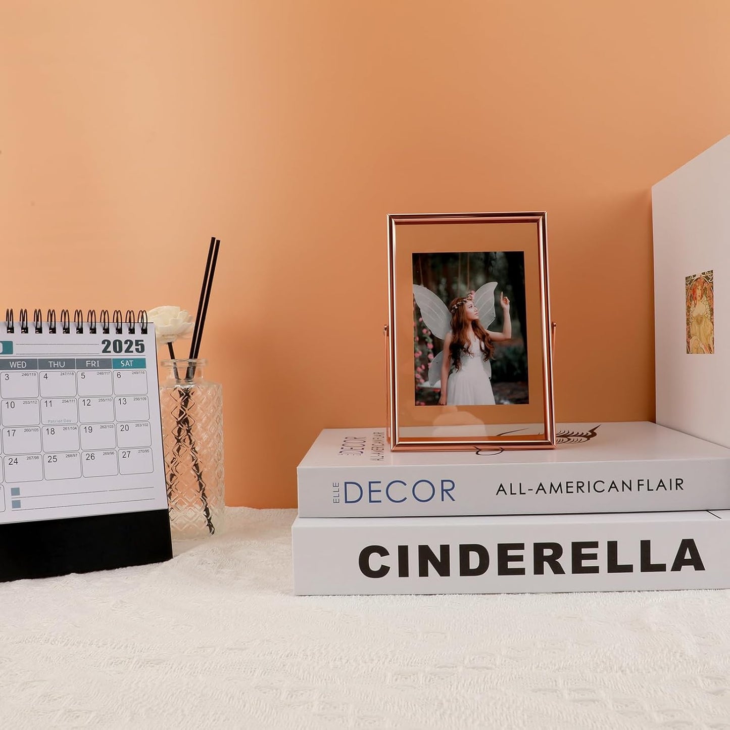 Rose Gold Floating Frame, 4"x6", Vertical, For Picture 3.5x5, 3x4, 2x3, Mini Tabletop Photo Frame, Classy For Festival, Wedding, or Birthday, Home or Office Decoration