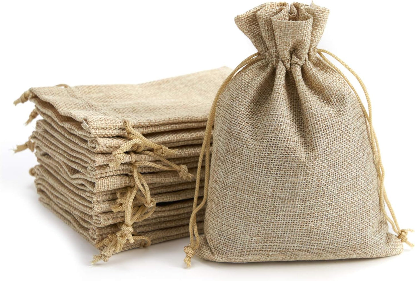 Tendwarm 20 Pcs 3x4 Inch Mini Size Burlap Gift Bags with Drawstring Linen Jewelry Bag for Wedding Party Favors