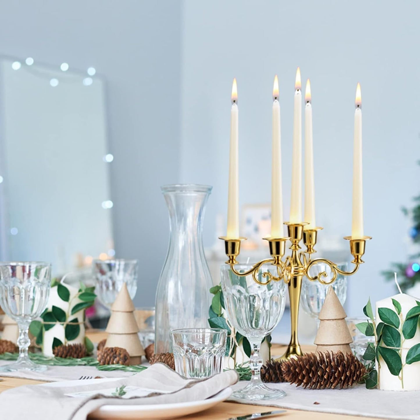 20 Ivory 10 Inch Unscented Smokeless Taper Candles with Cotton Wick, 7+ Hours of Long Lasting Burn, Great for Halloween,Home Decor & Parties, Beautiful Gifts!