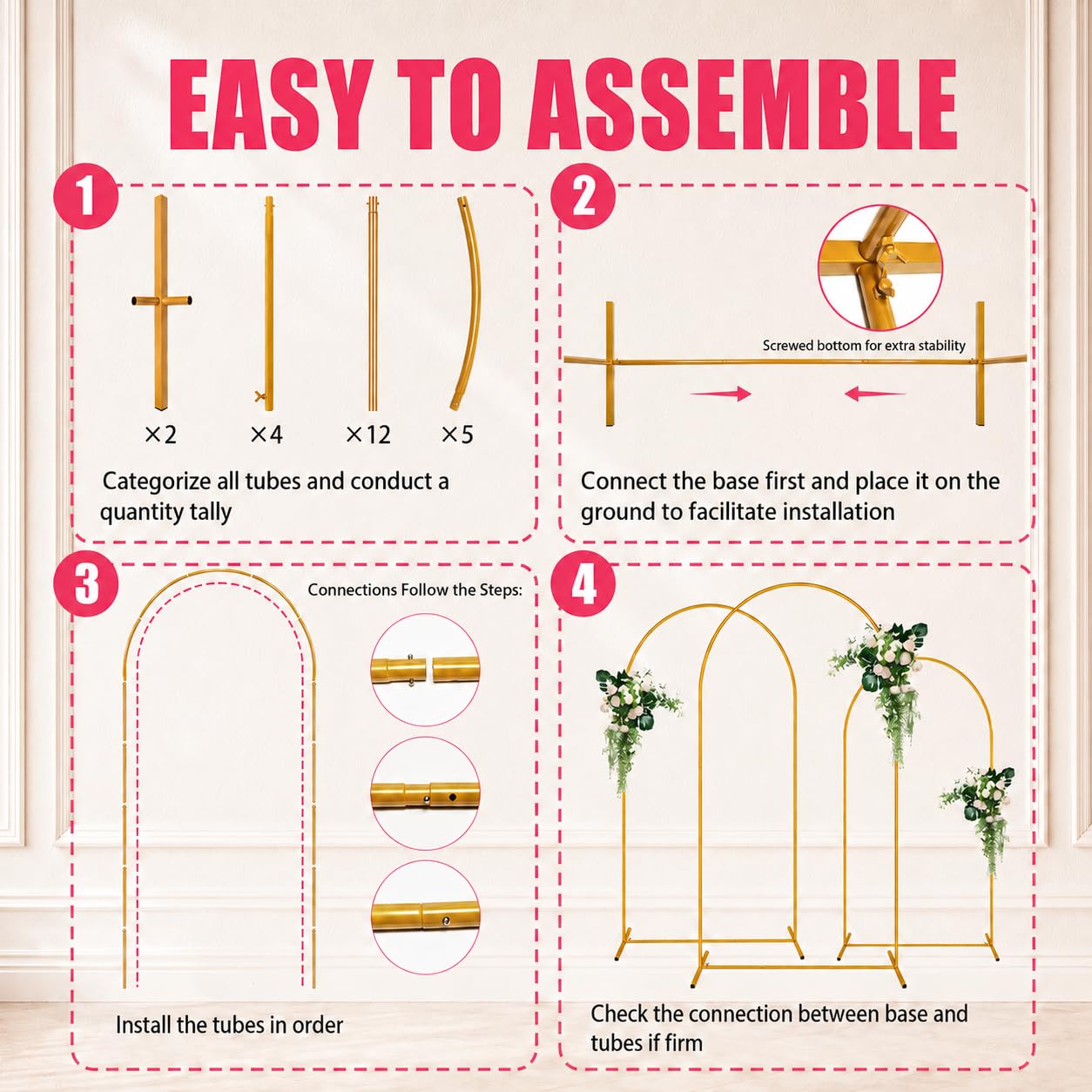 2 Pack Arch Backdrop Stand (7.2FT/6FT), Balloon Arch Stand