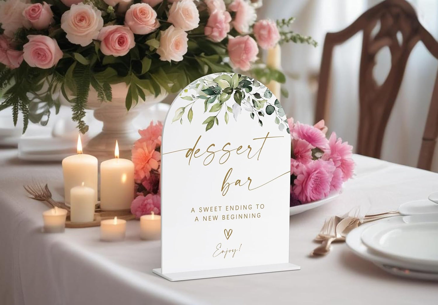 Dessert Bar Sign, Greenery Gold Bridal Shower Decorations, Dessert Table Decor, Wedding Signs for Ceremony and Reception, Engagement Decorations, Acrylic Decor, Bachelorette Party Favors-19