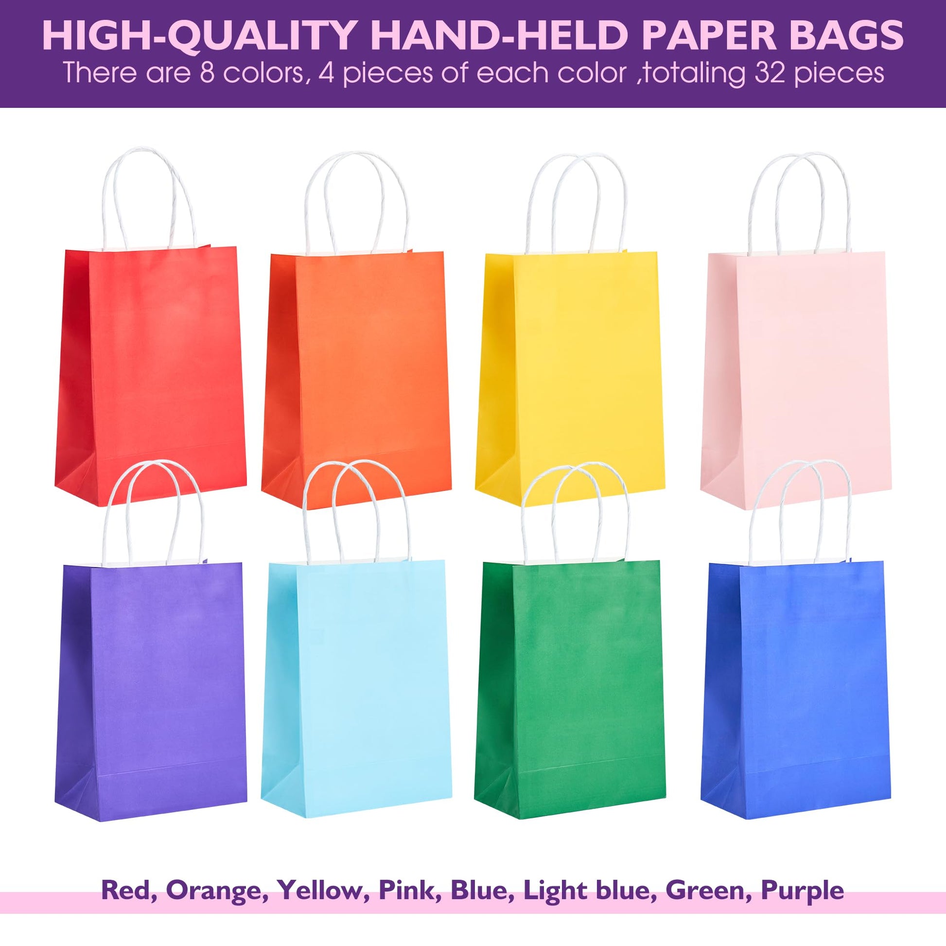 32 Pack Paper Gift Bags with Handles, 5.8"×3.2"×8.25" Party Favor Bags, Gift Bags, Small Gift Bags
