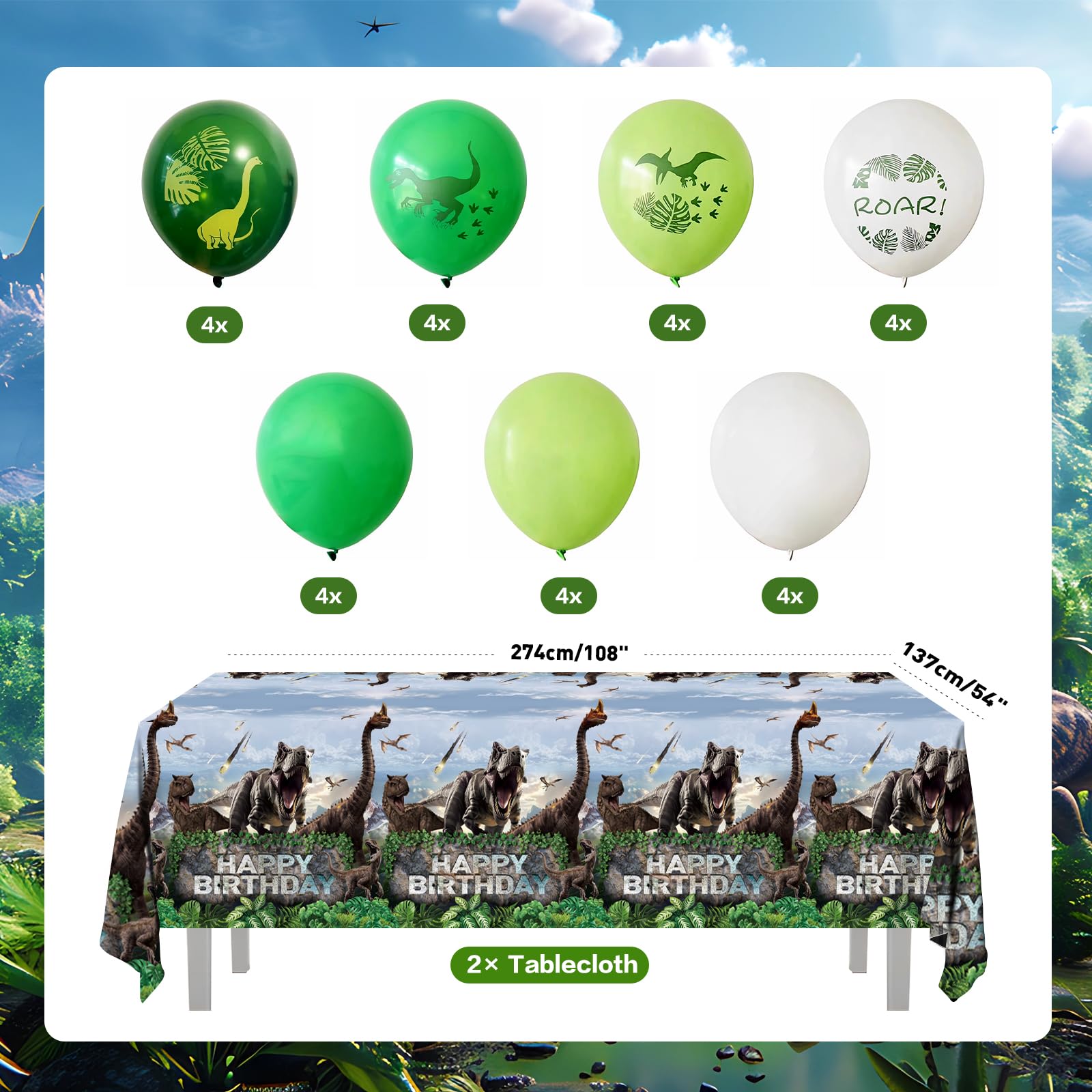 207pcs Dinosaur Party Decorations Plates Napkins Dino Birthday Supplies