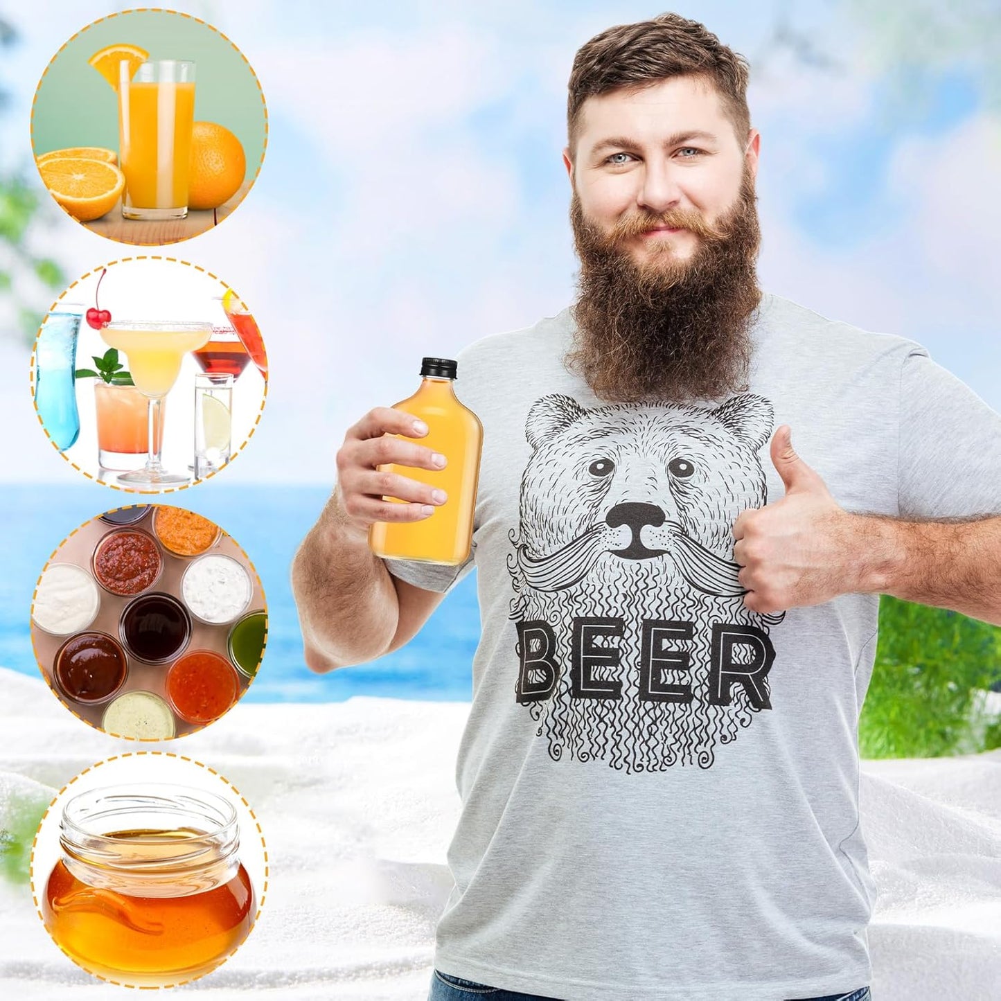 Gejoy 24 Pcs Mini Liquor Bottles Reusable Glass Flask Bottles with Black Caps Clear Empty Alcohol Shot Jars Small Champagne Jars with 4 Funnels for Wine Weddings Party Favors Christmas(6.8 oz)