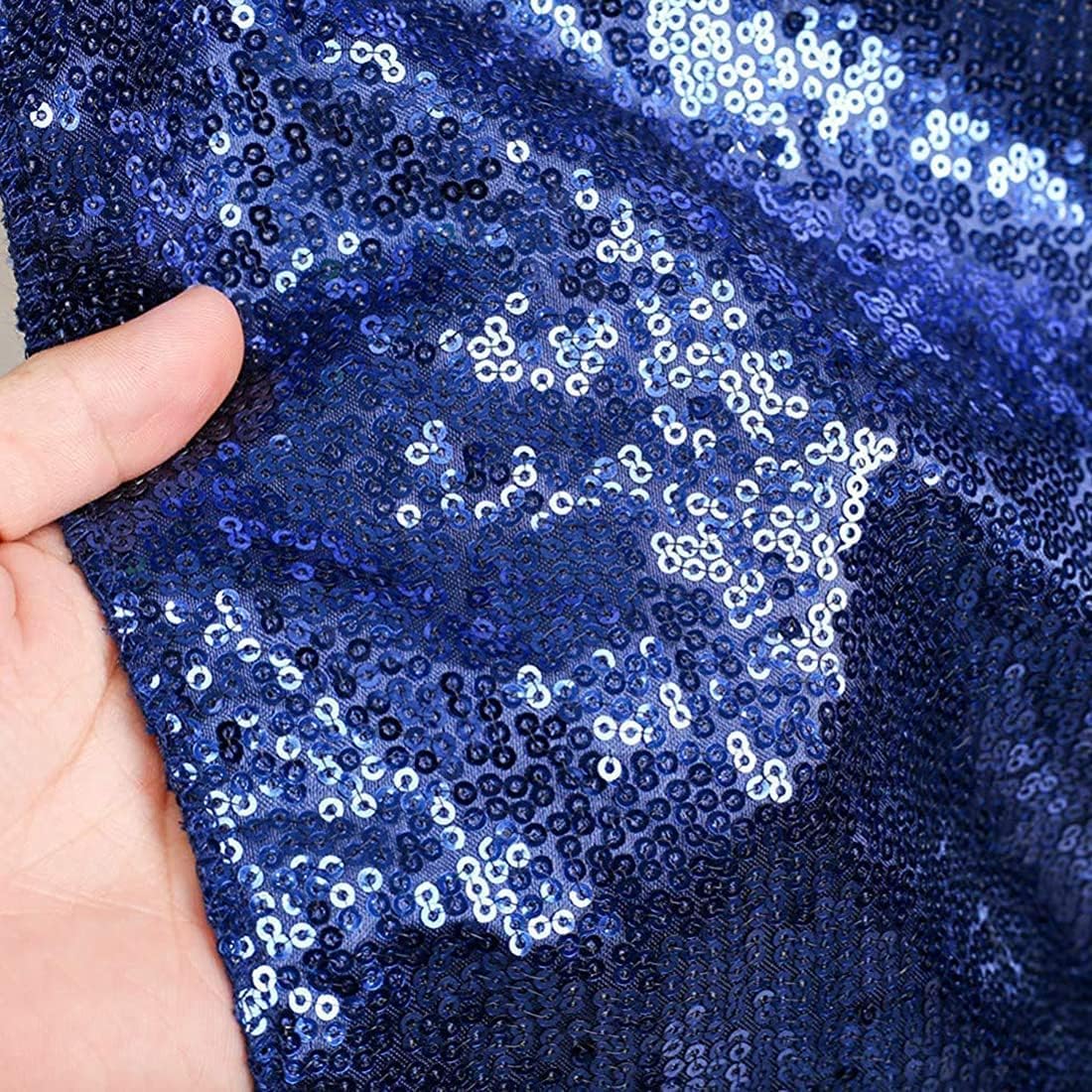 Poise3EHome 7Ft x 7Ft Navy Blue Sequin Backdrop, Glitter Thick Satin Sequin Background Drapes, Sequence Xmas Thanksgiving Backdrop for Wedding Party Holiday Festival Decor