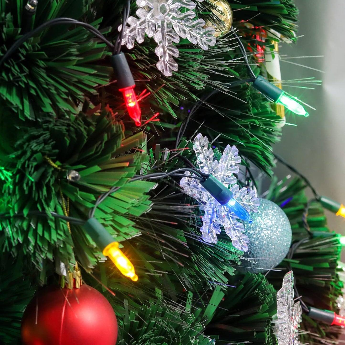 WATERGLIDE 2 Pack 50 LED Outdoor Christmas Lights, 16FT Battery Operated Mini String Lights with 8 Modes & Timer, Xmas Tree Lights Waterproof for Patio Garden Party Wedding Holiday Decor, Multicolor