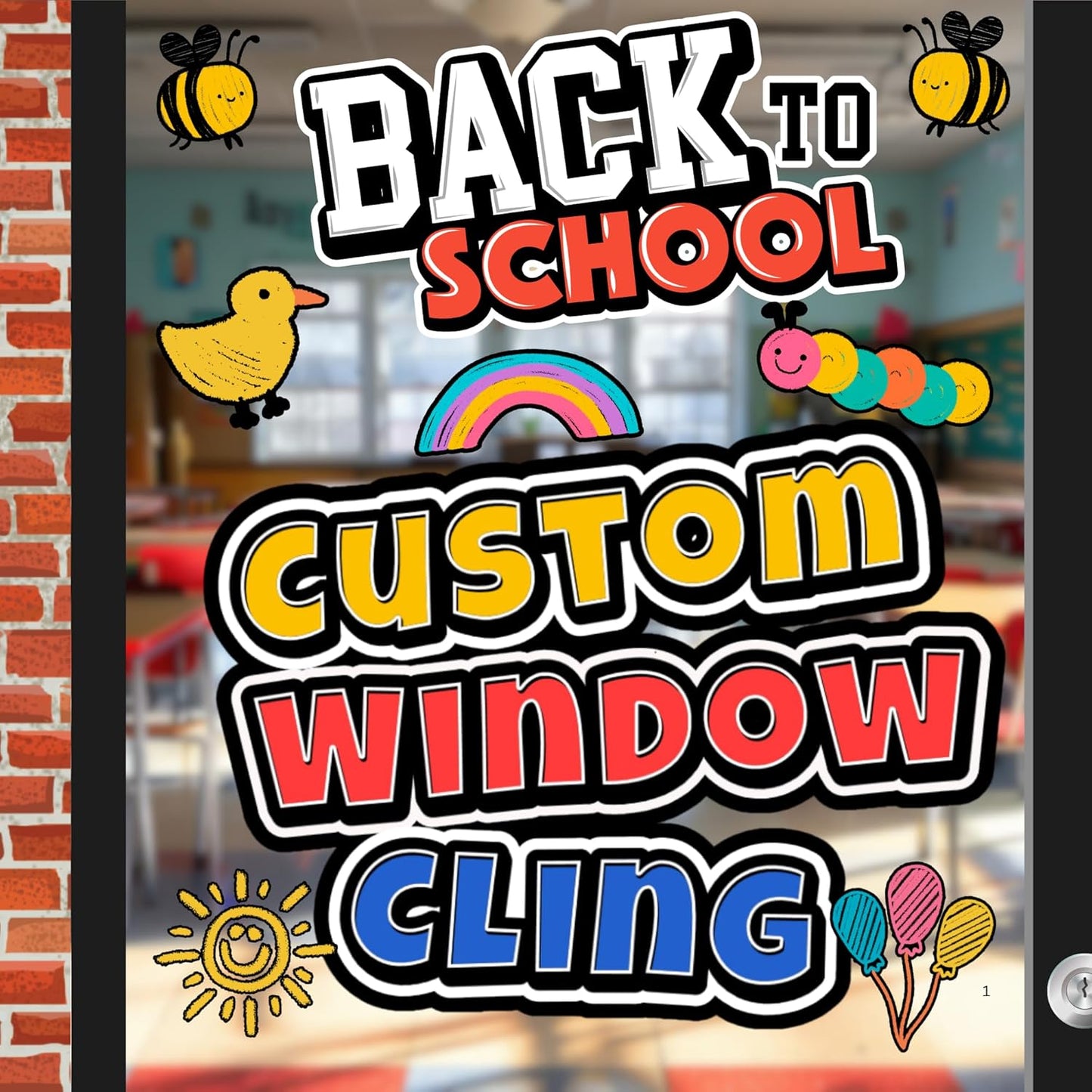 Custom High Static Window Cling ║ Your Logo or Design We Print Your Static Cling ║ Waterproof School Storefront Home ║ Perfect for Installing on Windows in Less Than a Minute.