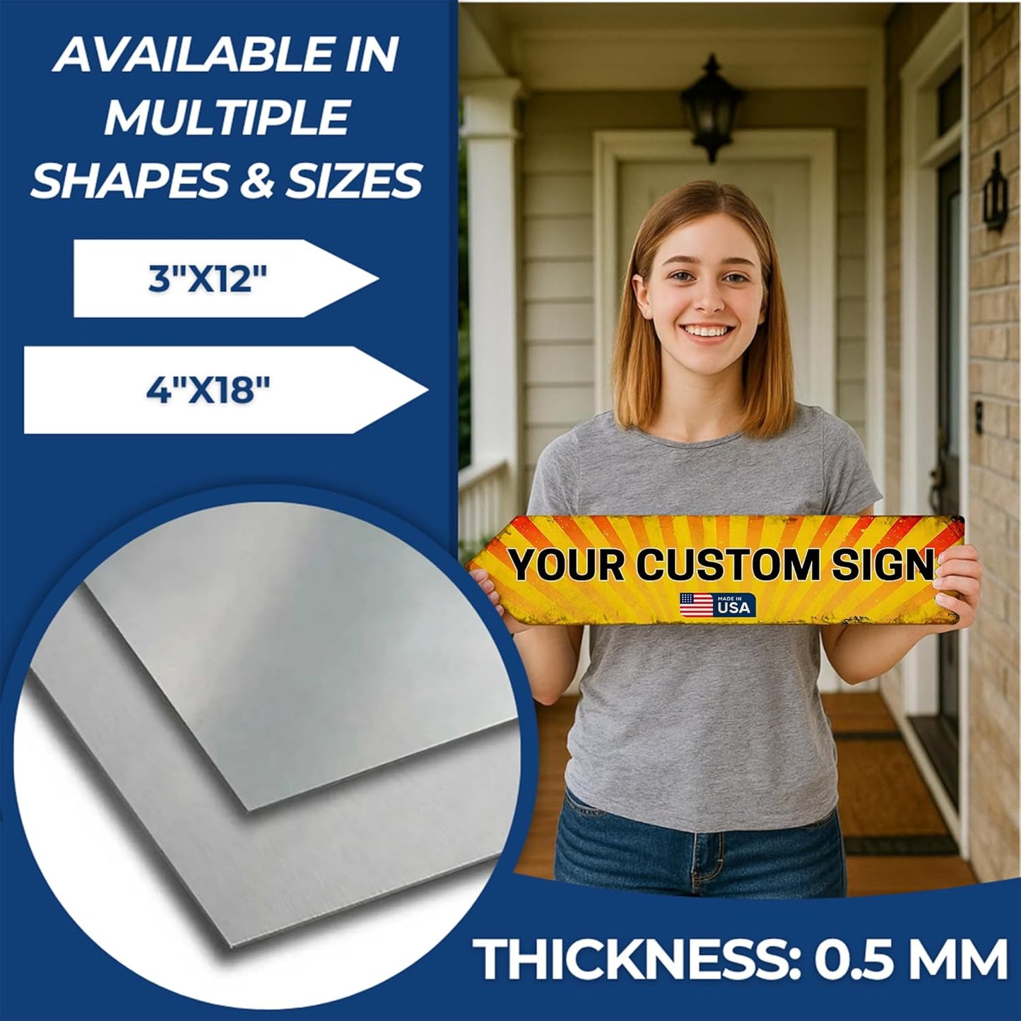 Custom Left Arrow Metal Sign by DC | Directional Signs for Indoor & Outdoor Use | Personalized Rust-Free Metal Yard Display | Customized Weatherproof Road Arrow Marker | Multiple sizes | Made in USA