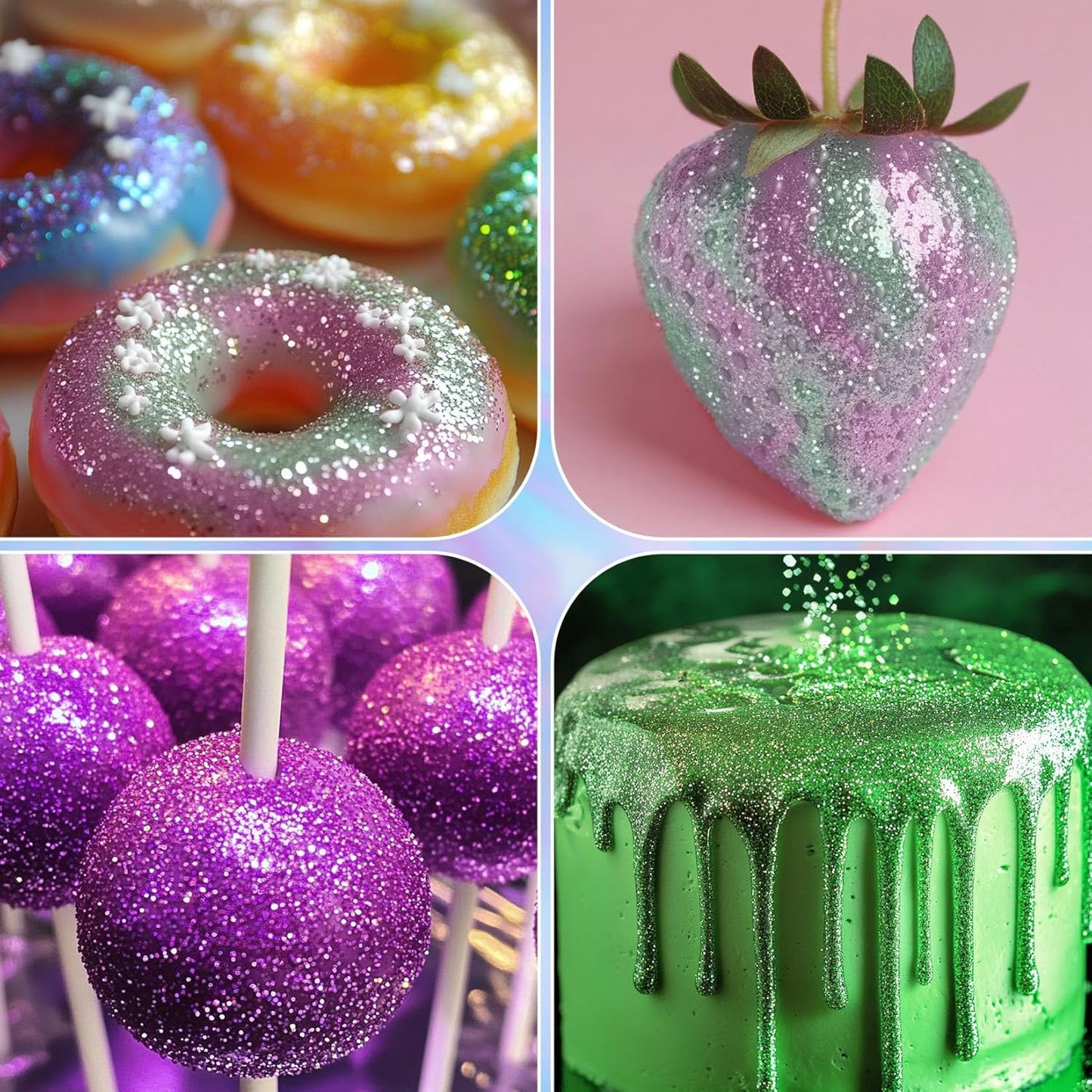 Edible Glitter - 3 Colors Luster Dust Edible, Food Grade Iridescent Glitter for Drinks, Christmas Shimmering Glitter for Cake Decorations, Cocktails, Fondant, Party, Jello - 5g