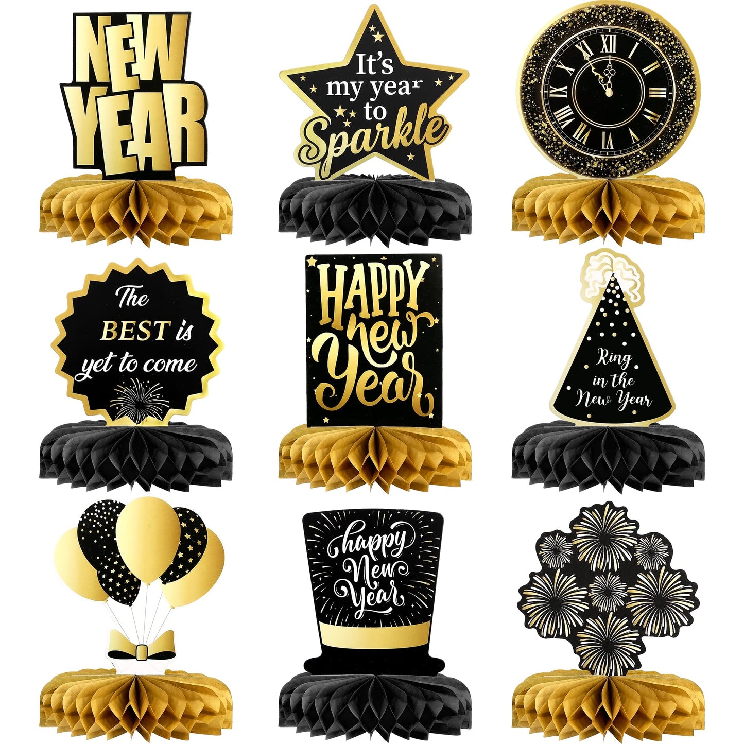 KatchOn New Years Centerpieces for Tables, Pack of 9