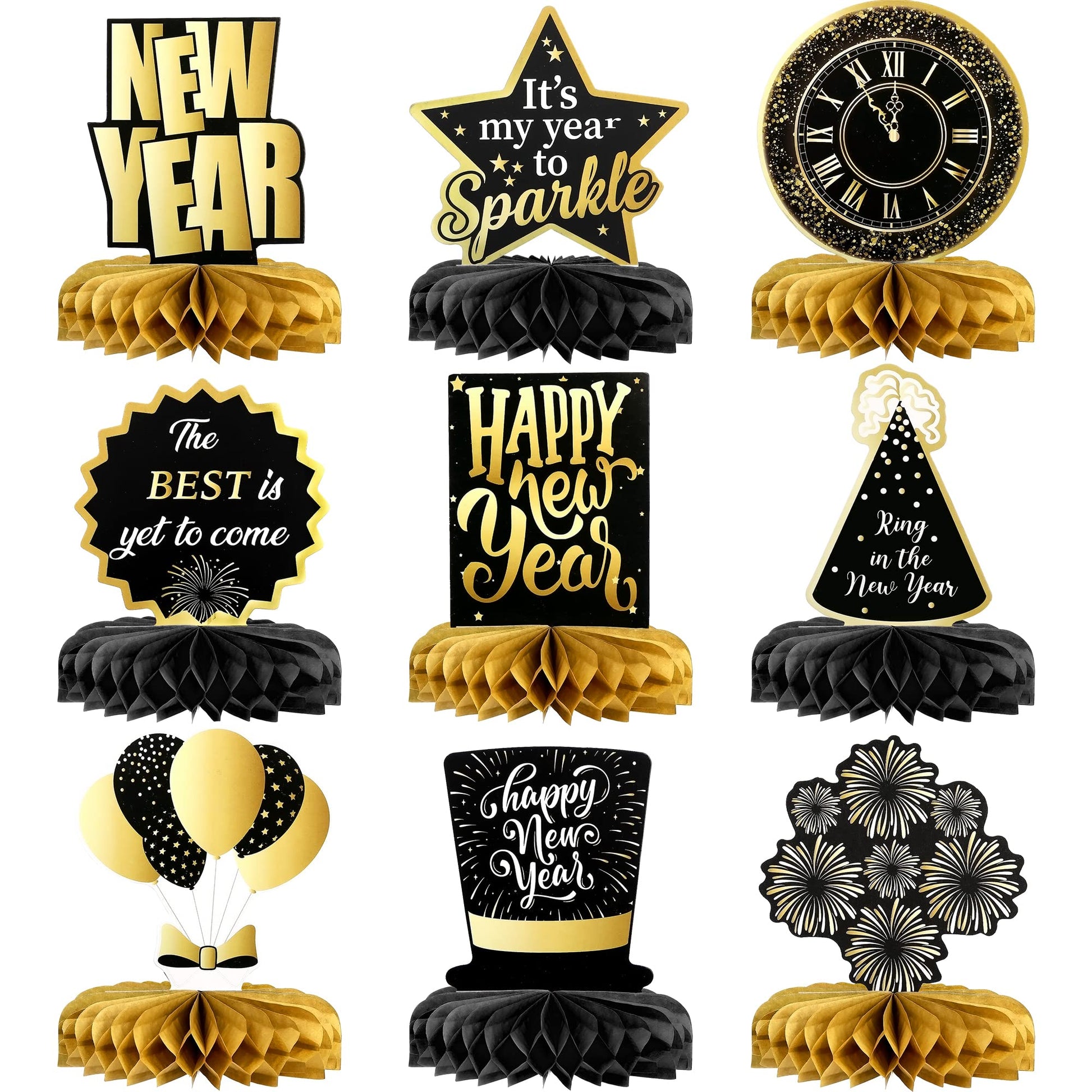 KatchOn New Years Centerpieces for Tables, Pack of 9