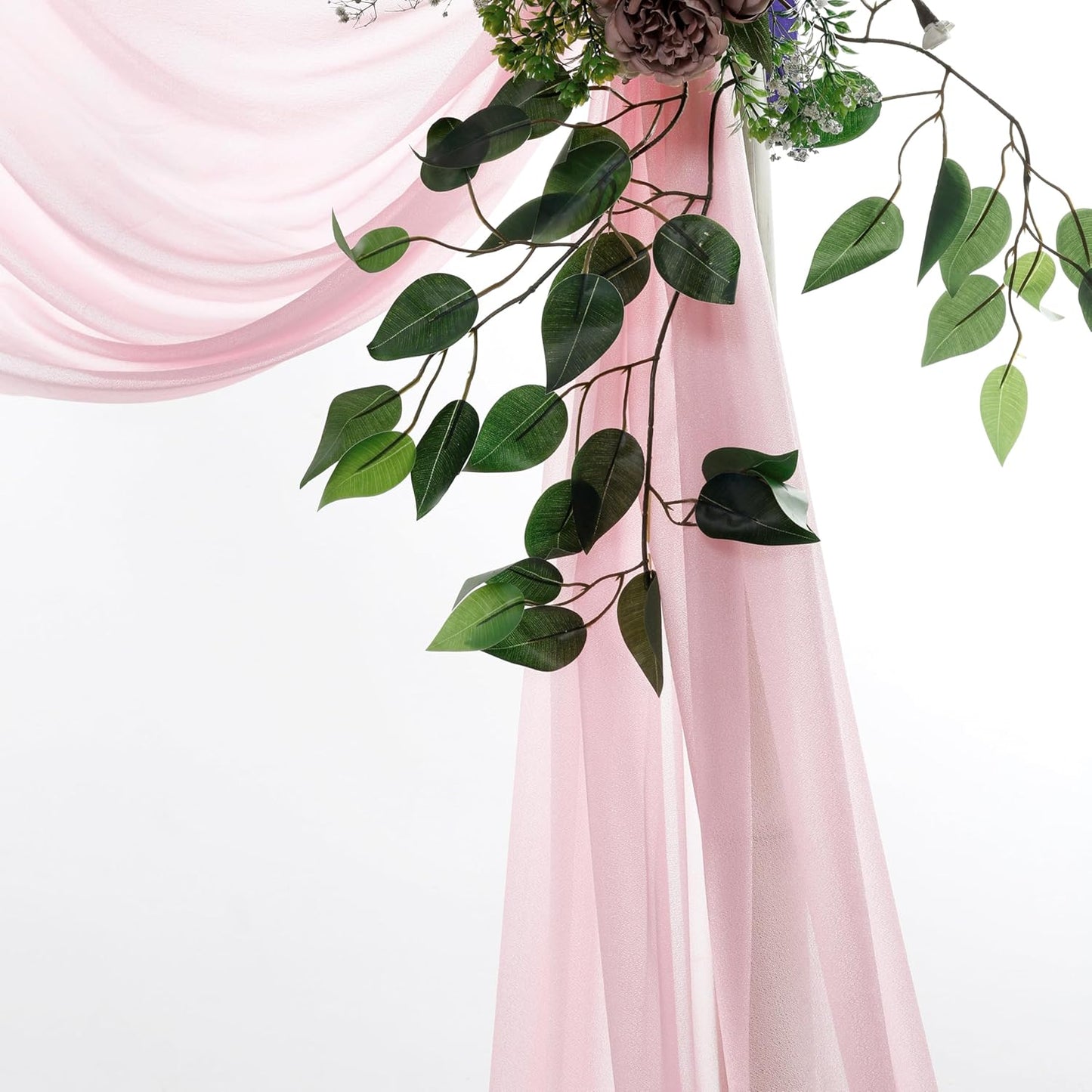 VDS Pack of 1 Panel (30 Inch X 20 Feet) Wedding Arch Draping Fabric Sheer Chiffon Fabric Drapery for Wedding Ceremony Reception Swag Backdrop Canopy Chuppah ARBO Altars Decoration (Blush Pink)