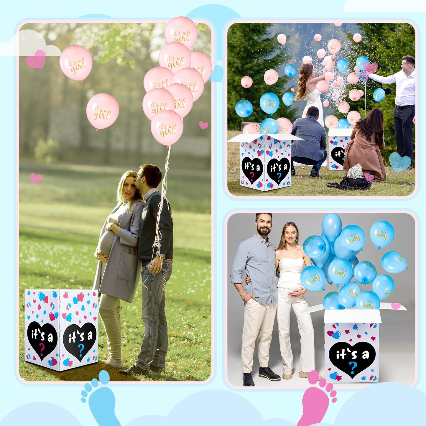 Ireer Gender Reveal Balloon Box with 16 Latex Baby Balloon Release Box Funny Ideas for Gender