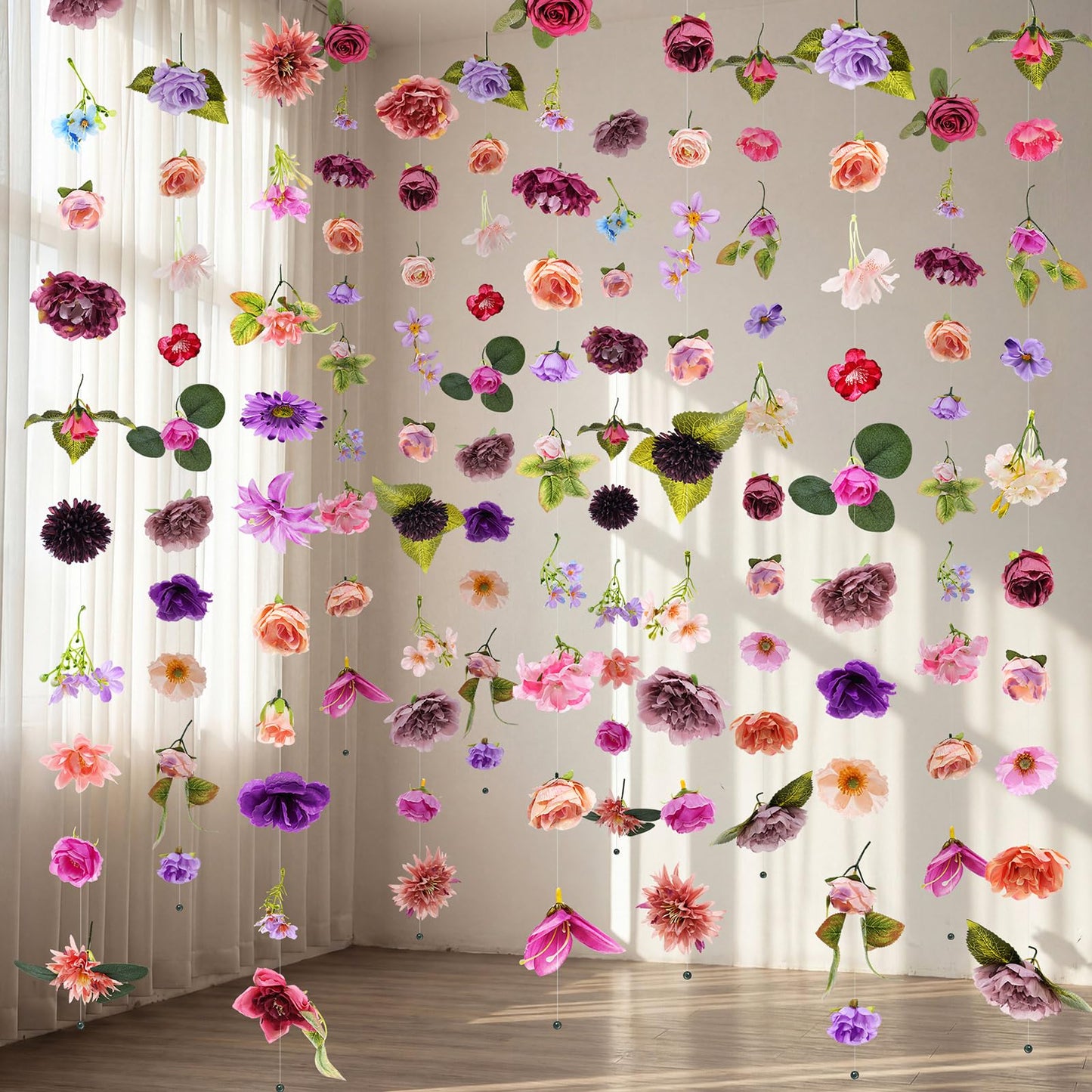 Suncalla 6 Pcs Floating Flowers Garland 35.46 Ft Faux,Classic,Purple