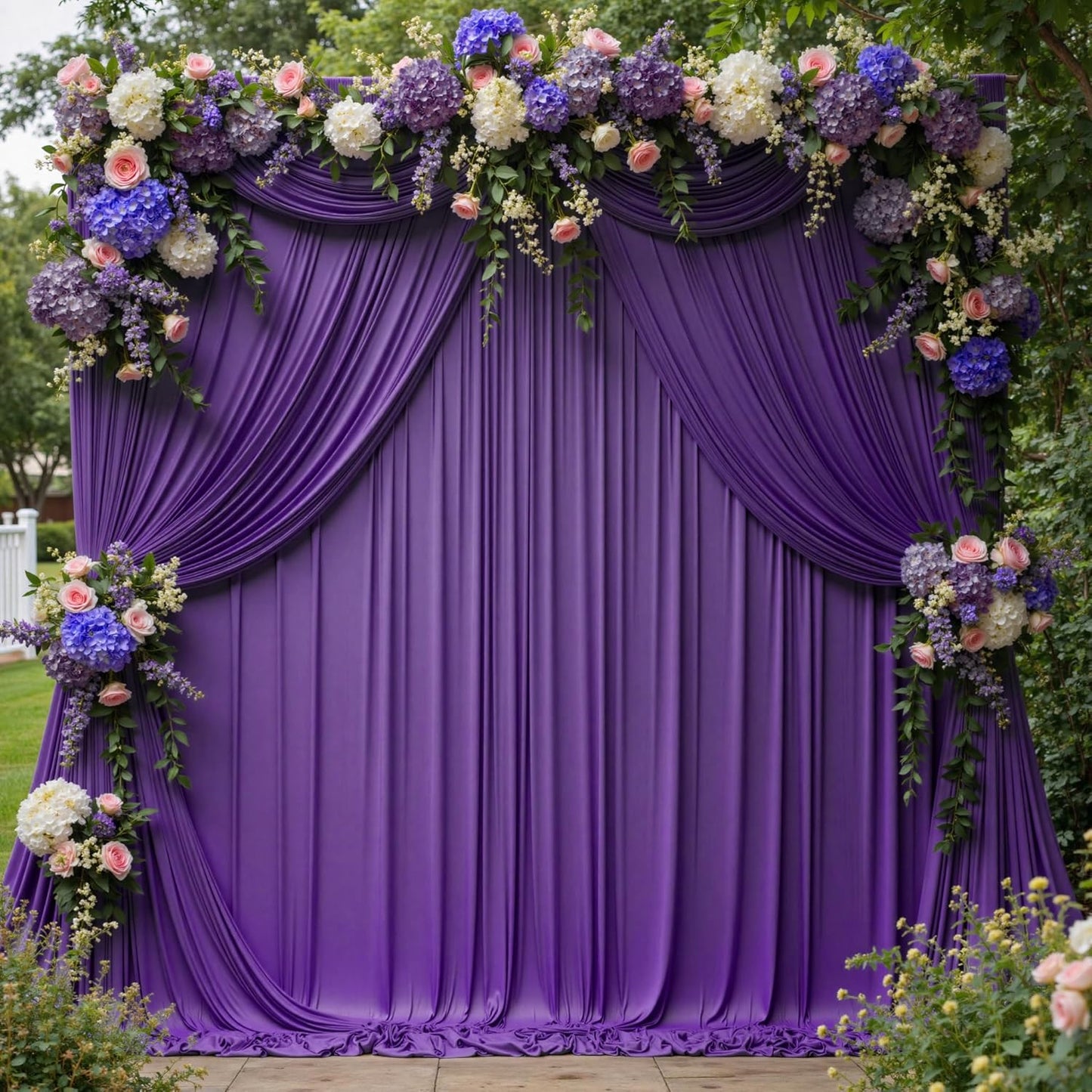 30 ft x 10 ft Wrinkle Free Purple Backdrop Curtain for Parties, 5ft x 10ft 6 Panels Polyester Purple Photo Backdrop Drapes for Wedding Birthday Party Baby Shower