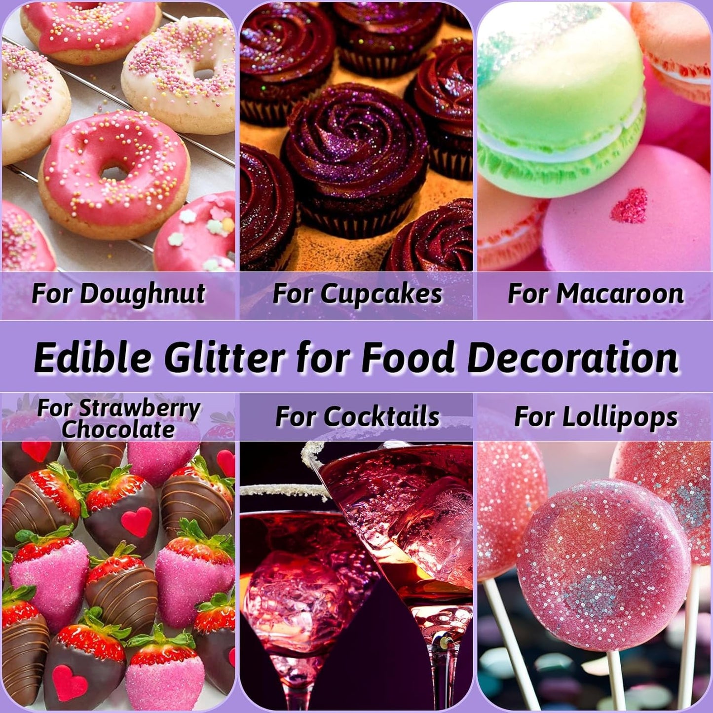 Edible Glitter Set, 3 Colors Luster Dust Edible Glitter, Food Grade Metallic Food Decorating Sprinkle Dust for Drinks Wine, Powder Glitter for Fondant, Chocolate, Candy, Cookie, 5g/0.18oz, Vegan