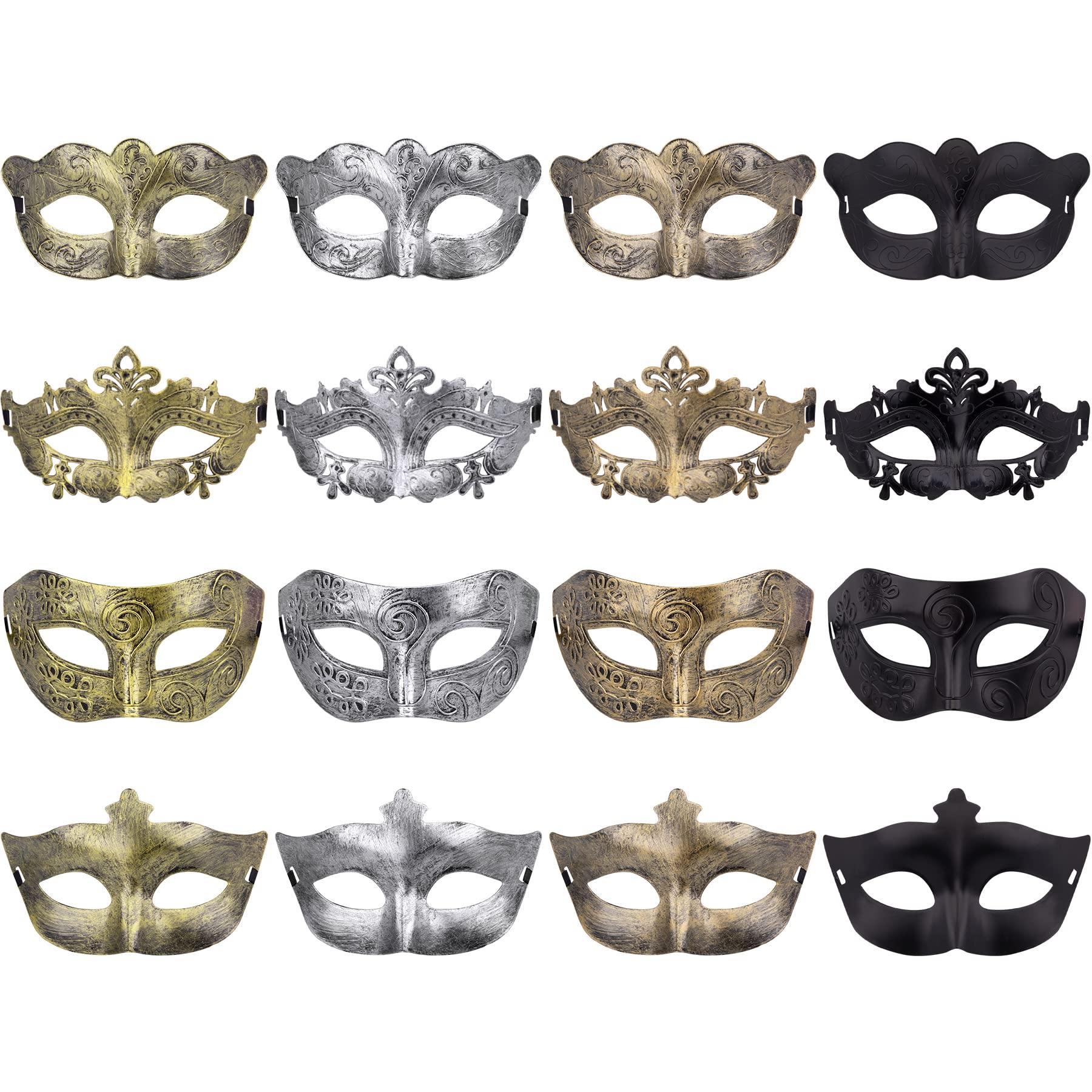 FEQO 16 Pieces Masquerade Masks Venetian Vintage Antique Masks
