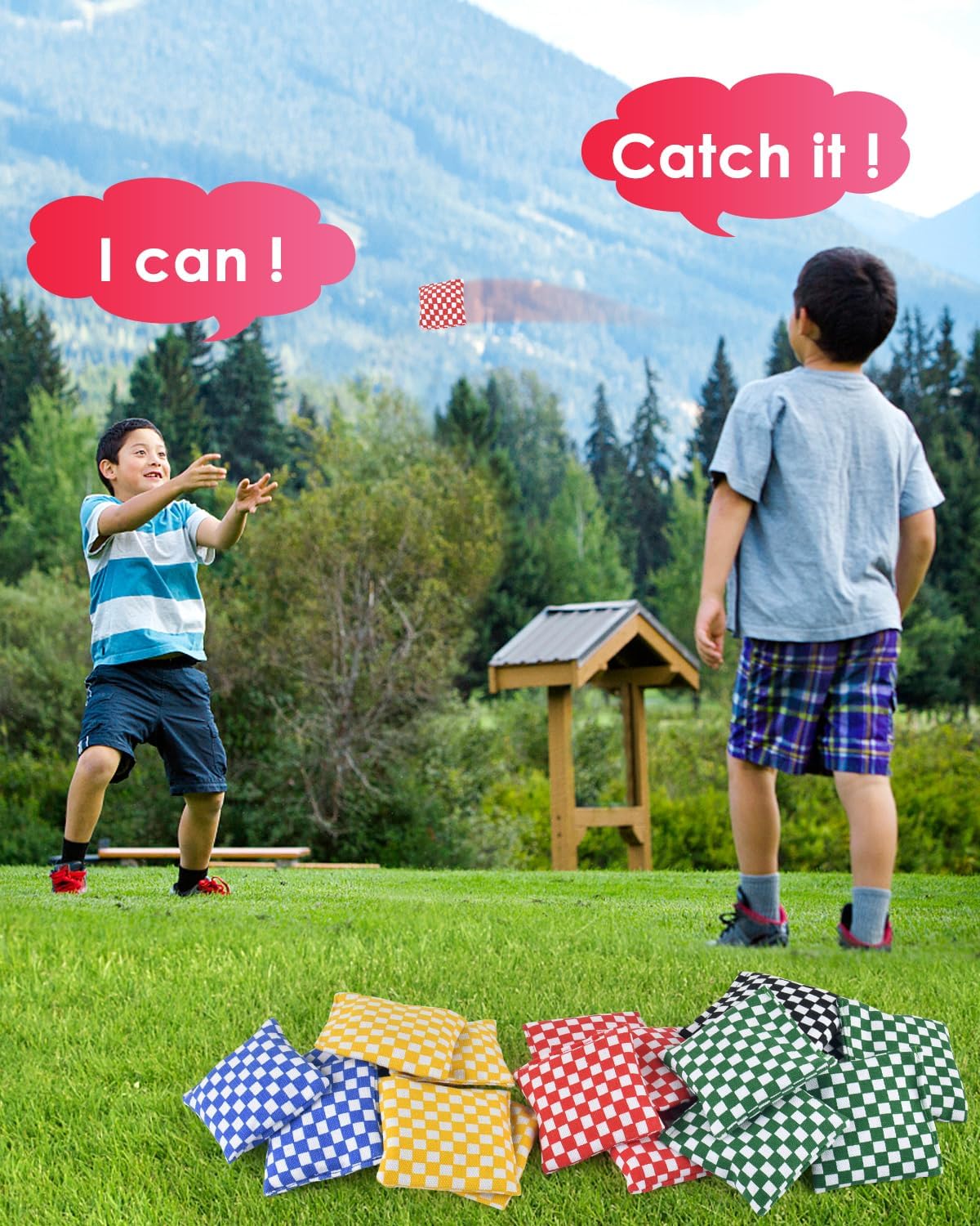 TINDTOP Mini Bean Bags for Tossing - 3.1" x 3.1", Cornhole Outdoor Toss Gaming Colorful Canvas Bean Bags Carnival Games Kids Beanbags Throwing Games for Kids