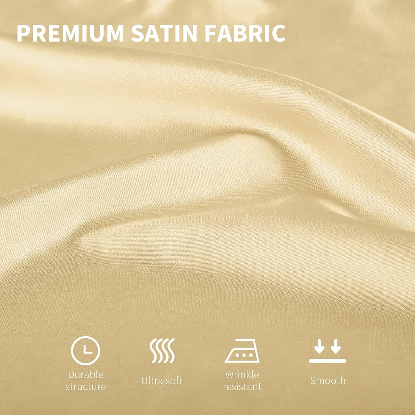 Aneco 16 Pack Square Satin Napkin Bright Silk Table Napkin Soft Smooth Fabric Table Napkin for Wedding Banquet Party Decoration, Champagne, 17 x 17 Inch