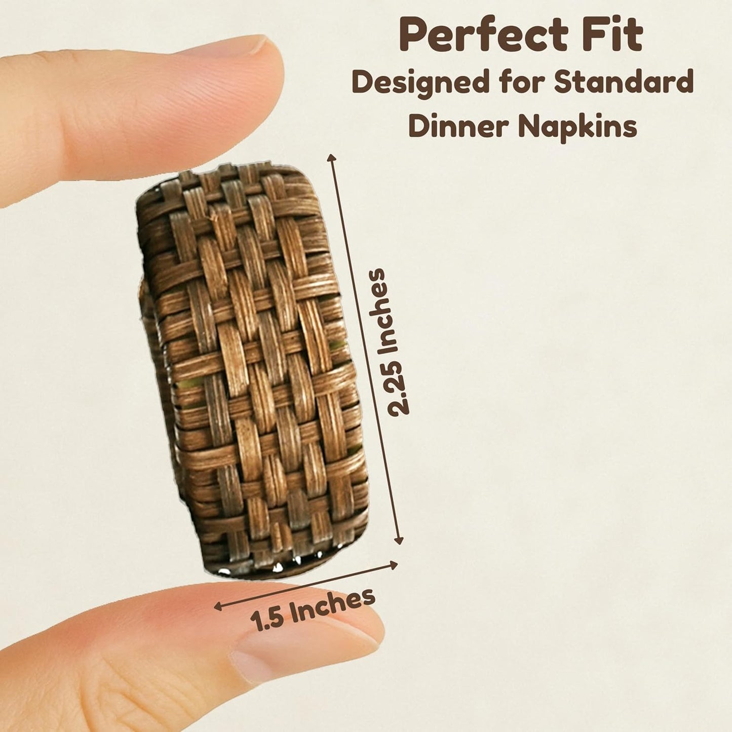 Decorative Cane Napkin Rings Set of 12 - Hand Woven Napkin Holders for Farmhouse, Rustic, Holiday, Wedding, Easter, Thanksgiving, Xmas, Boho & Fall Table Décor (Walnut) - CLEENTABLE