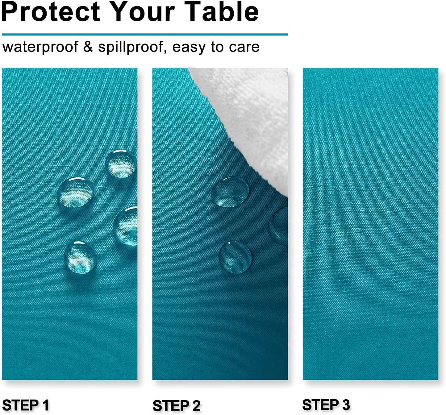 Hiasan Square Tablecloth - Waterproof and Spillproof Washable Fabric Table Cloth for Dining Room Kitchen, Turquoise, 60 x 60 Inch