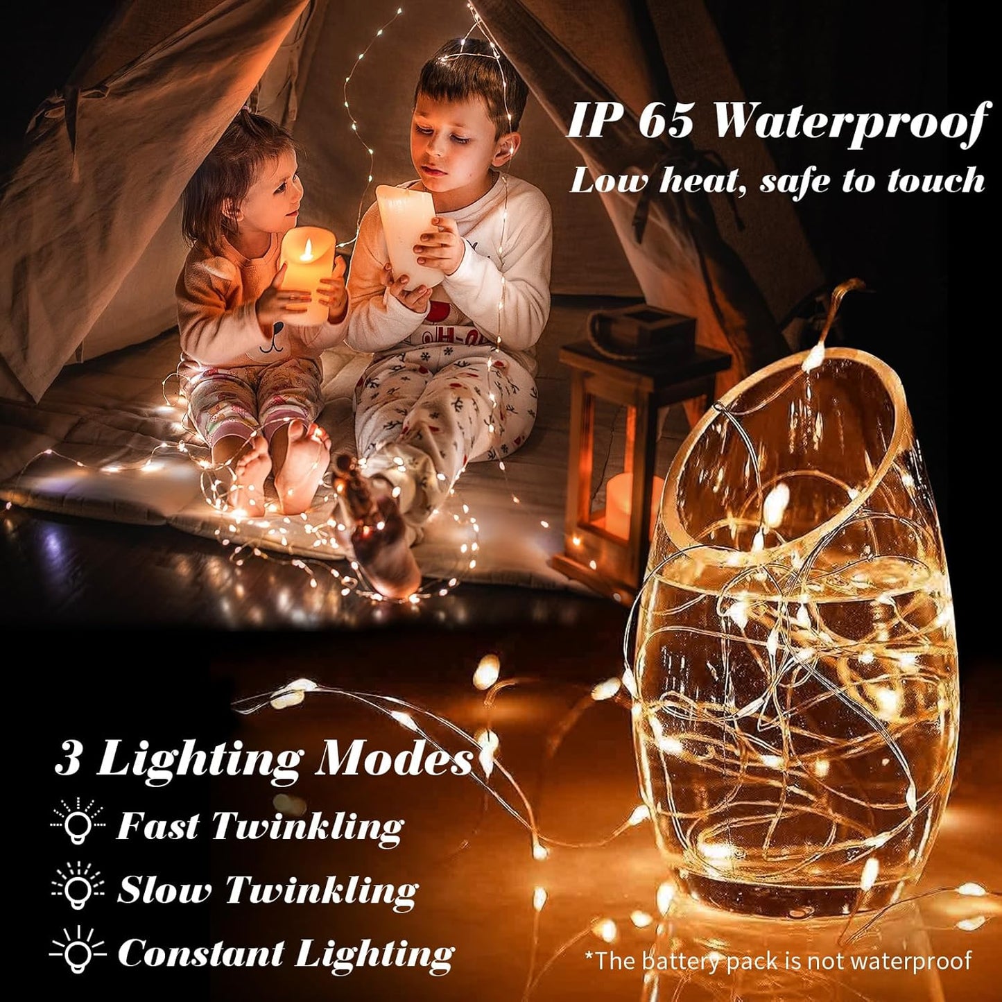ZGWJ 8 Pack Halloween Fairy Lights Battery Operated, 7ft 20 Mini LED Halloween Fairy String Lights Silver Wire 3 Modes Waterproof for DIY, Parties, Bedroom Decorations,Orange
