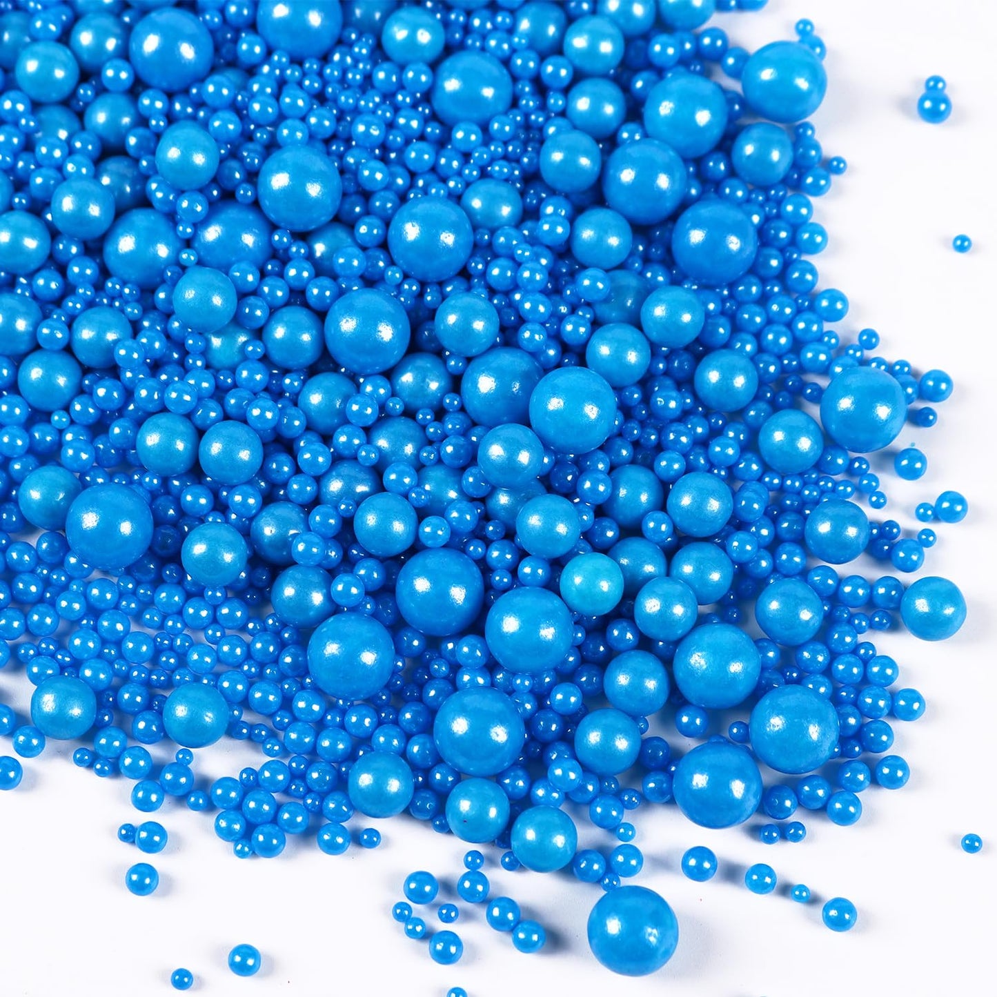 Edible Pearls for Cake Decorating, Blue Pearl Sprinkles, Blue Sprinkles for Cookies, Macaron, Cake, and Ice Cream Topping, Perfect for Independence Day, Holidays, Birthday and Baby Shower(120g/4.23oz)