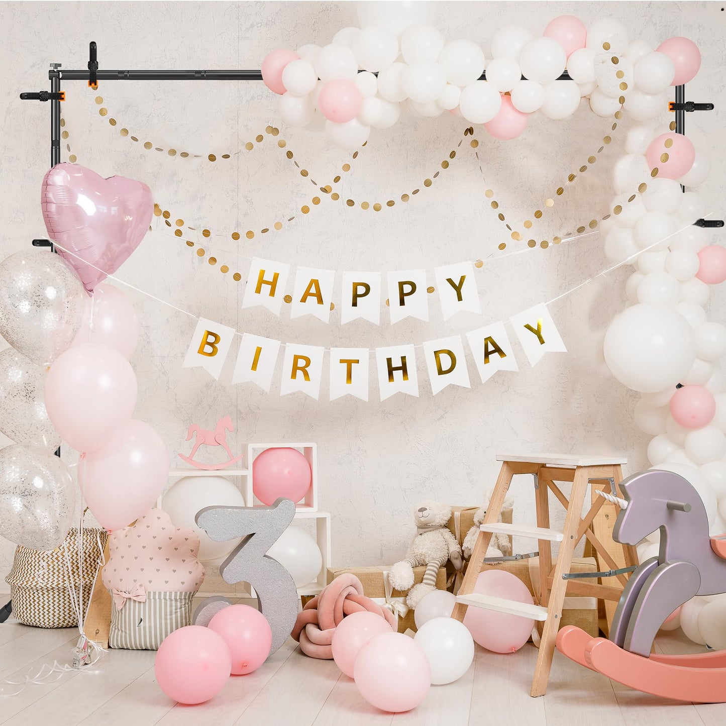 Backdrop Stand, Adjustable 10x7.5 FT Background Stand Backdrop for Parties, Photo Video Studio