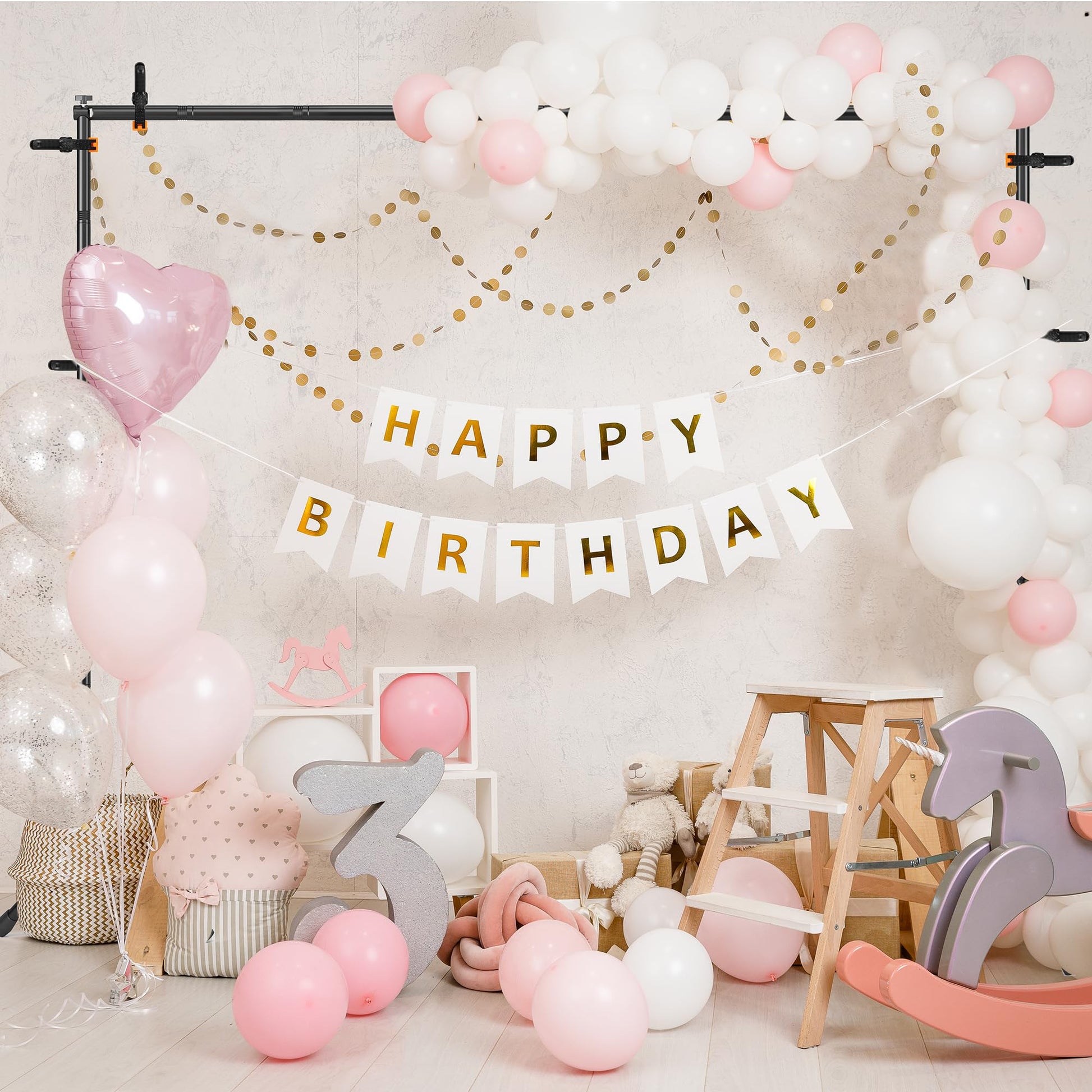 Backdrop Stand, Adjustable 10x7.5 FT Background Stand Backdrop for Parties, Photo Video Studio